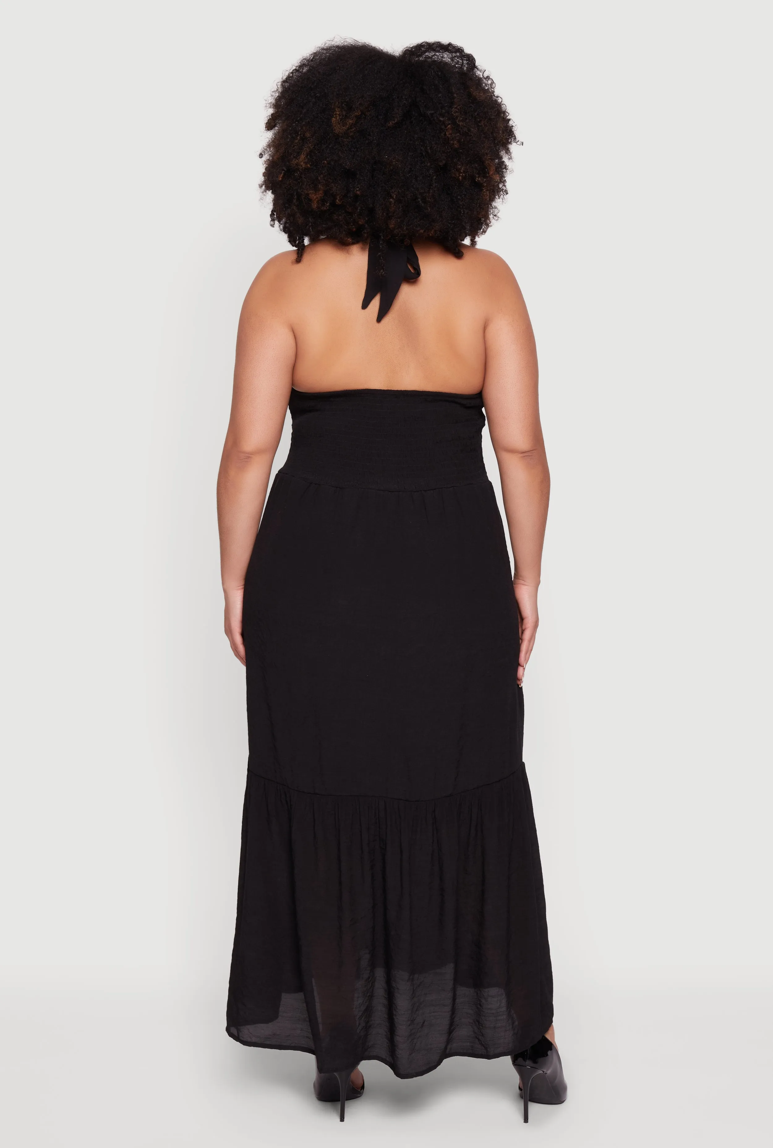 Plus Size Halter Neck Sleeveless Tiered Maxi Dress sold by Rainbow product image thumbnail 3