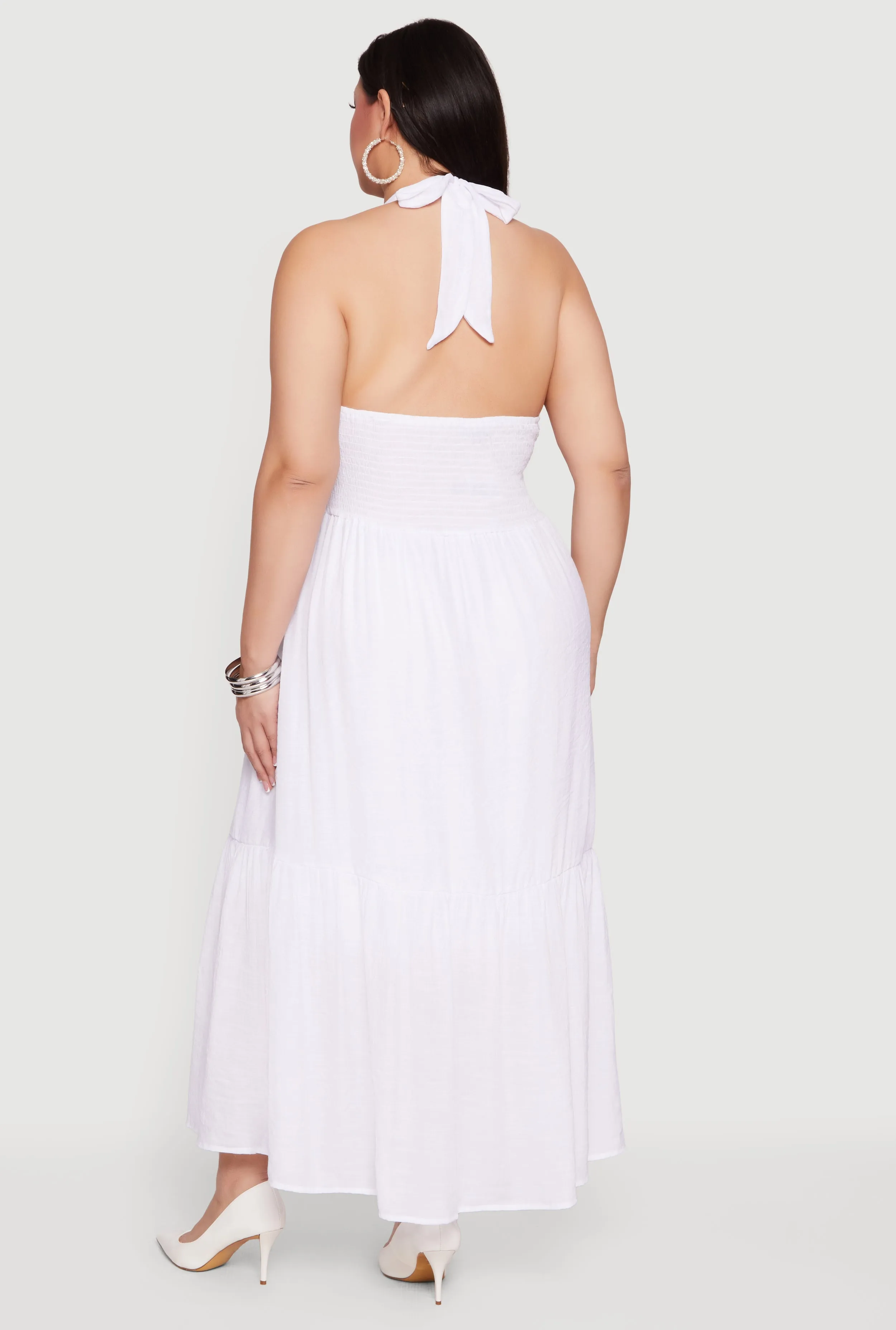 Plus Size Halter Neck Sleeveless Tiered Maxi Dress sold by Rainbow product image thumbnail 3