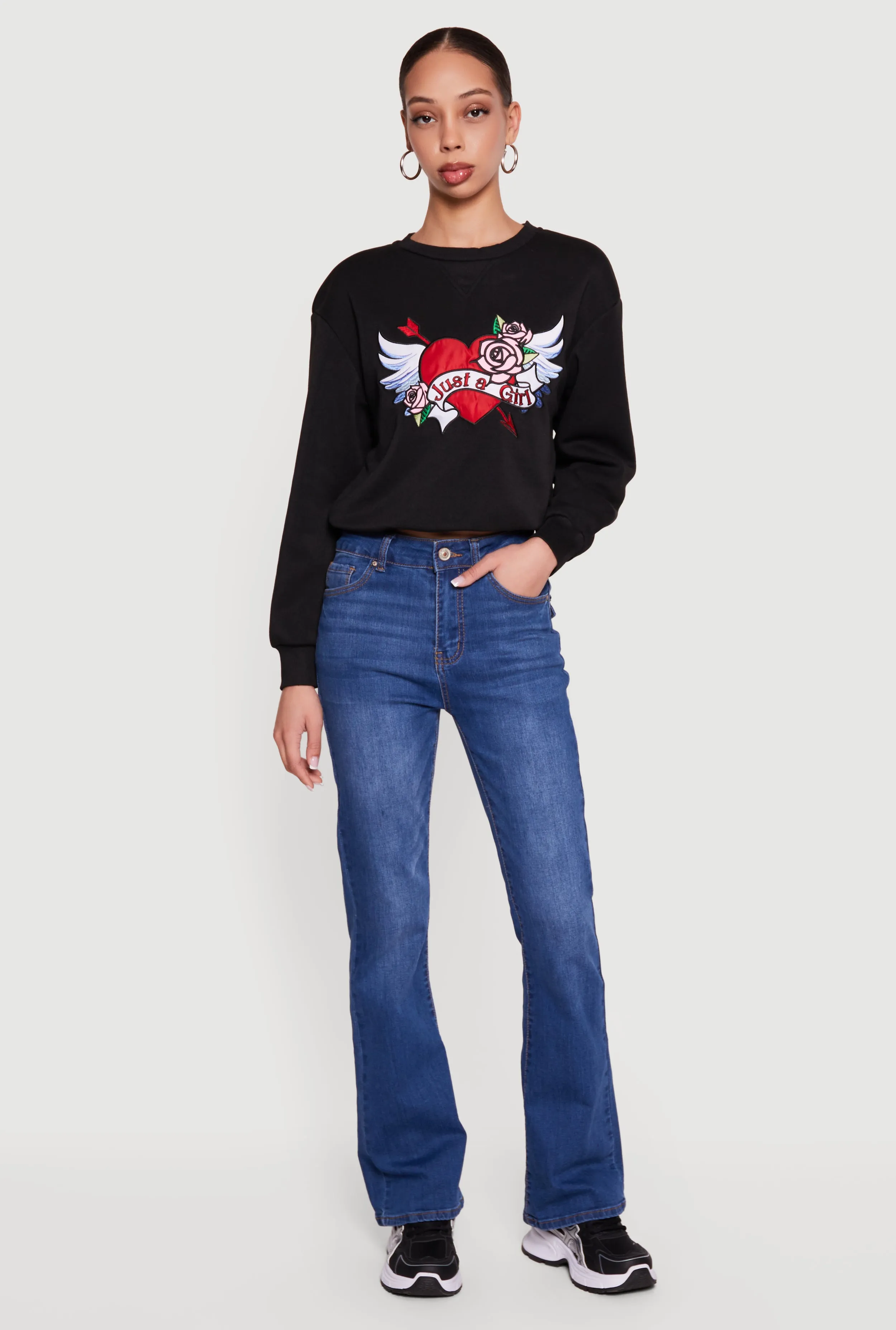 Graphic Cropped Bubble Hem Sweatshirt sold by Rainbow product image thumbnail 2