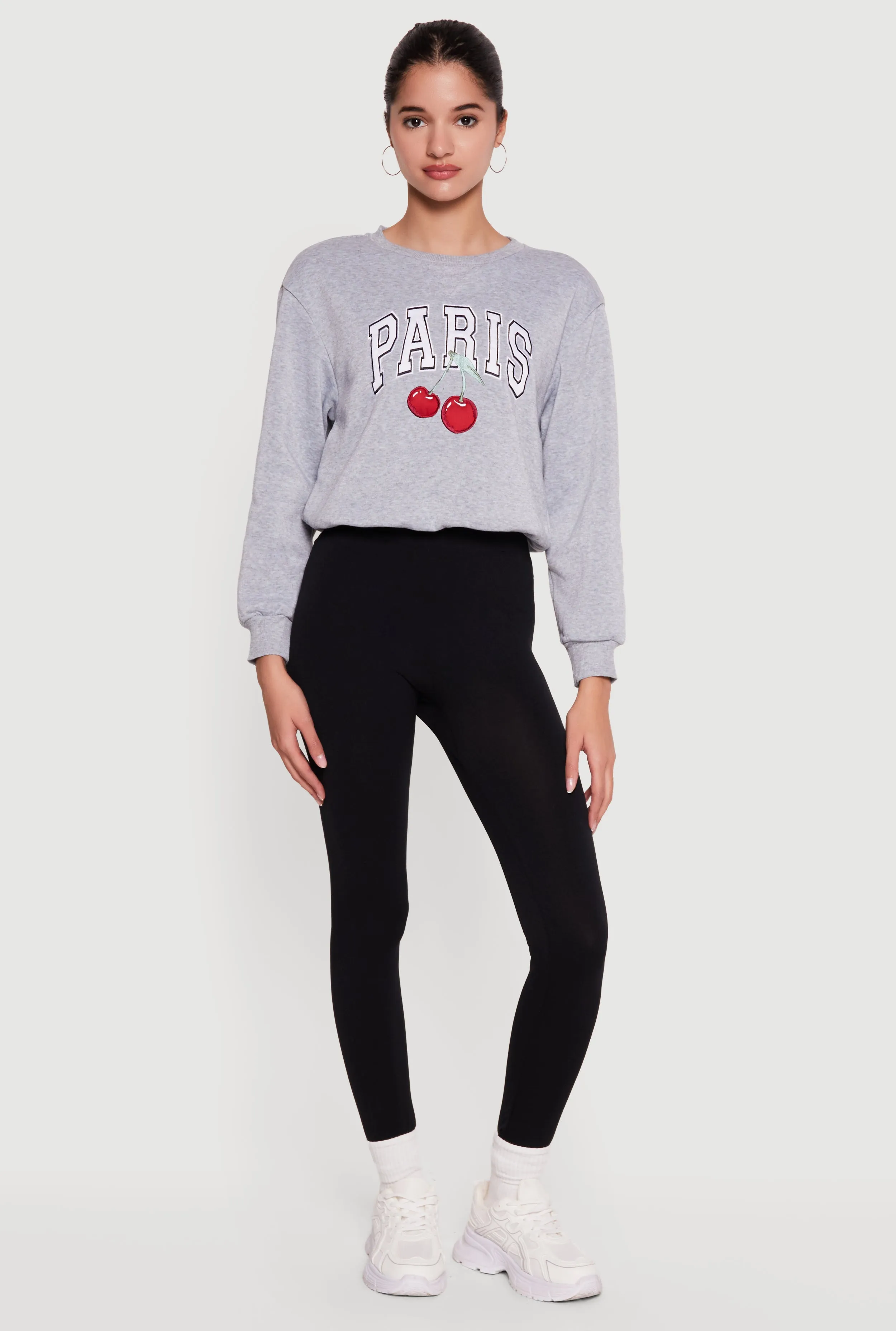 Graphic Cropped Bubble Hem Sweatshirt sold by Rainbow