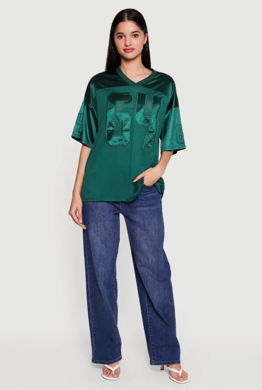 Satin Embroidered Patch Graphic Football Jersey sold by Rainbow