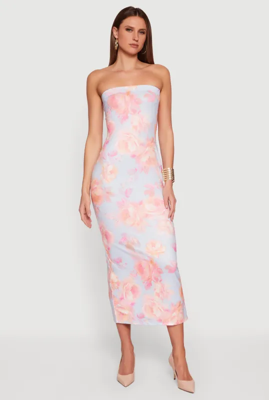 Floral Print Strapless Dress sold by Rainbow