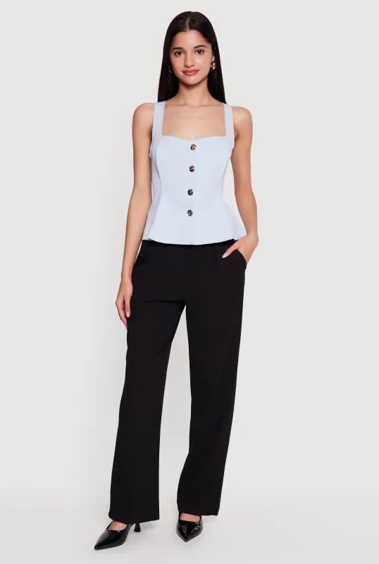 Sleeveless Button Front Peplum Top sold by Rainbow