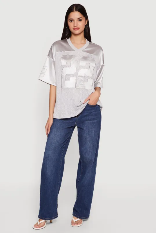 Satin Embroidered Patch Graphic Football Jersey sold by Rainbow