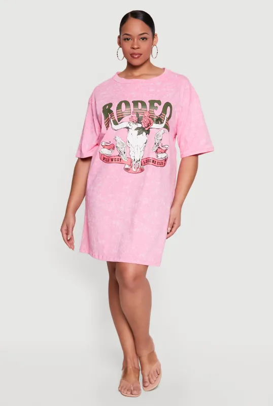 Plus Size Acid Wash Graphic T-Shirt Dress sold by Rainbow