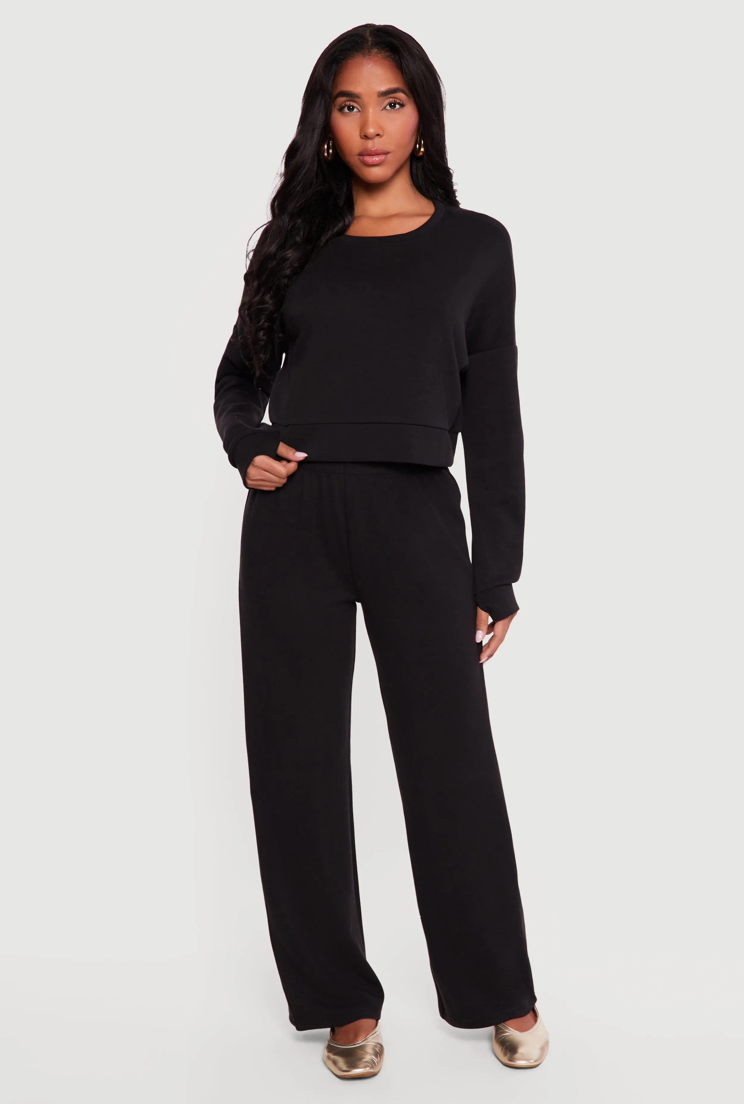 Cropped Pullover Sweatshirt with Thumbholes sold by Rainbow product image thumbnail 2