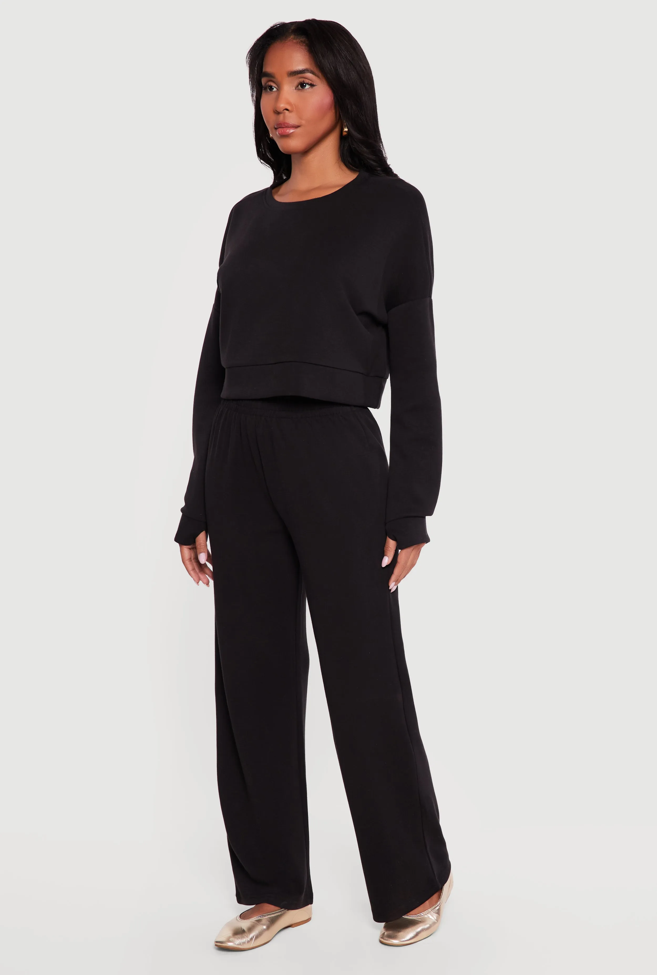 Cropped Pullover Sweatshirt with Thumbholes sold by Rainbow product image thumbnail 3