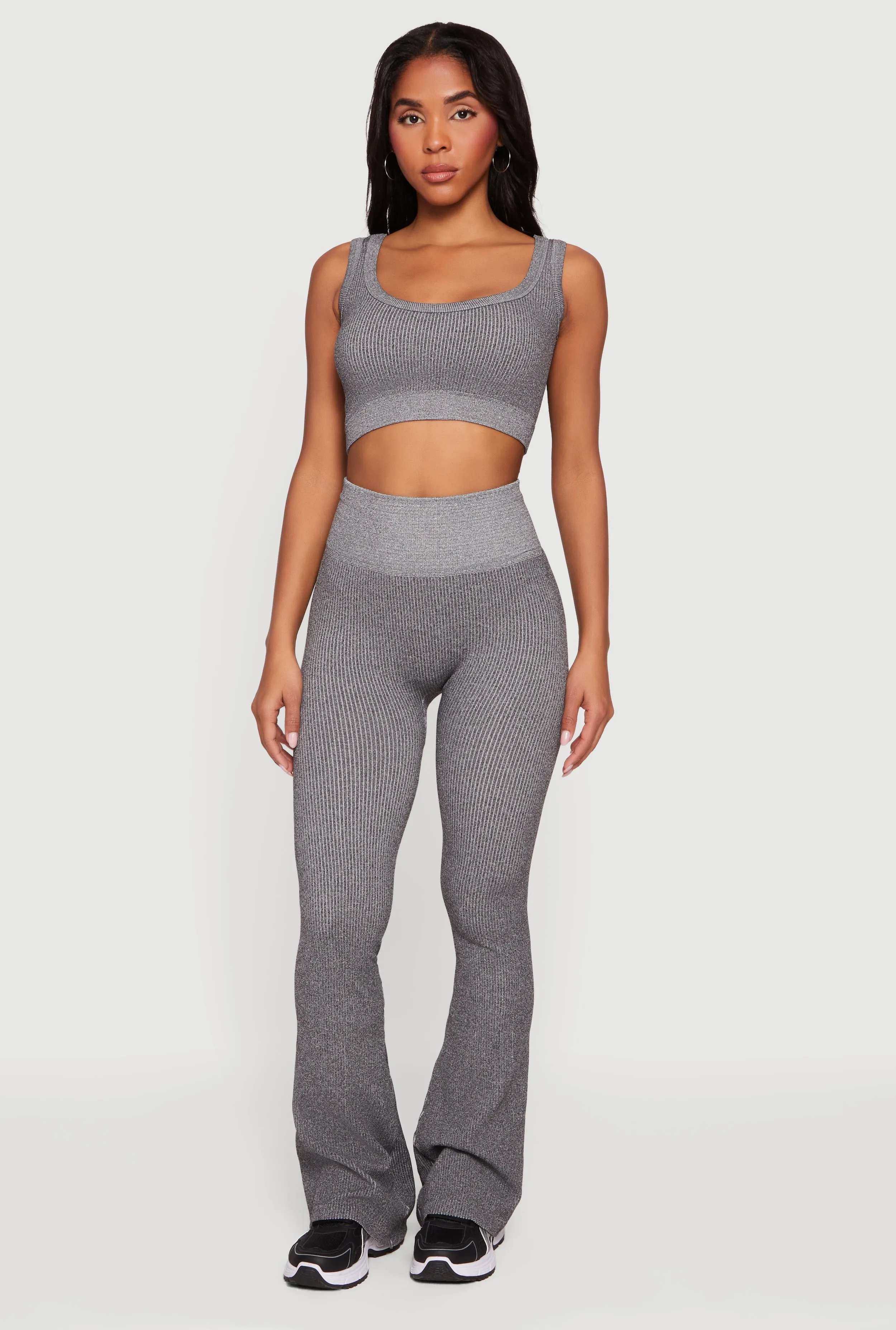 Ribbed High Waisted Flare Leg Active Pants sold by Rainbow