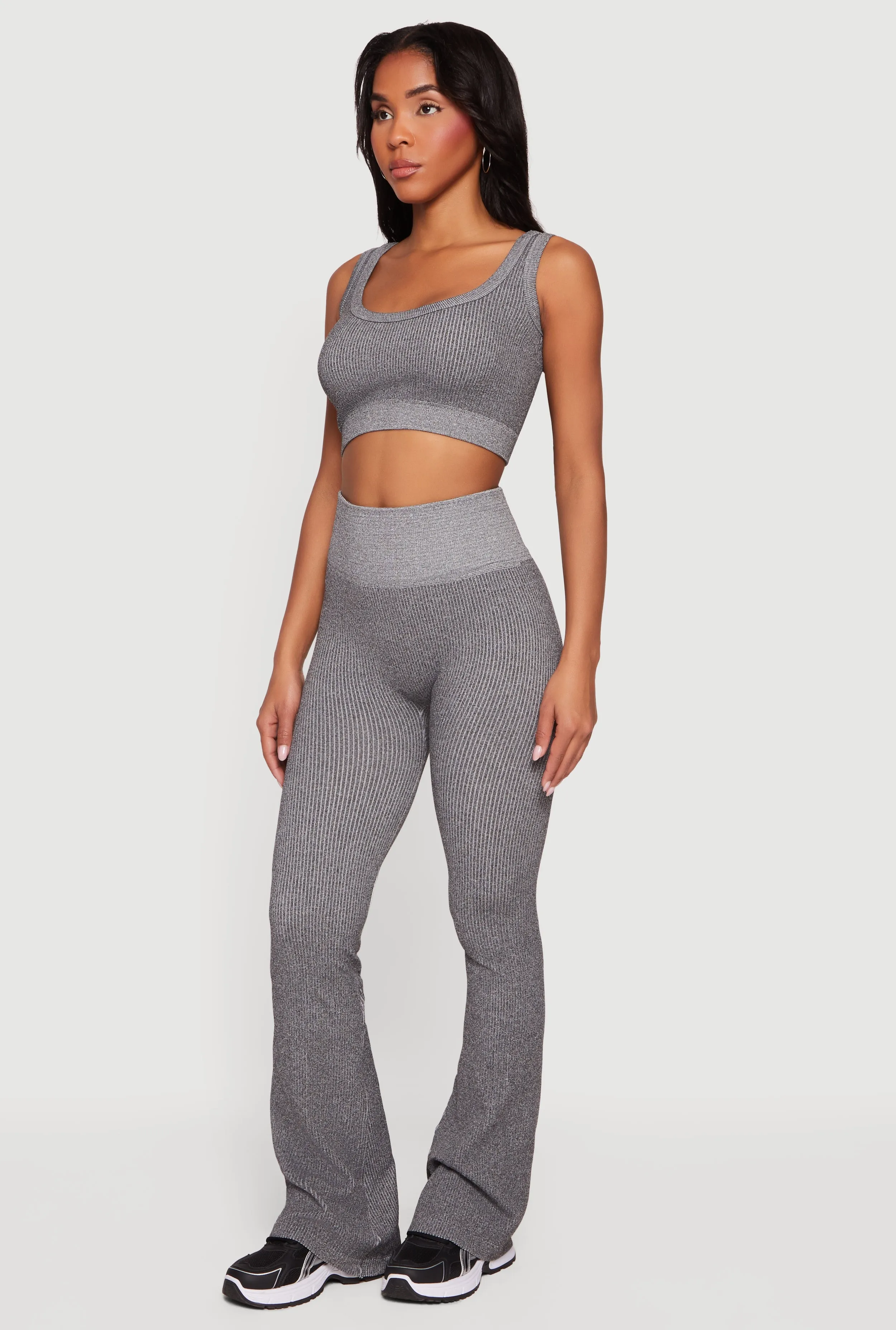 Ribbed High Waisted Flare Leg Active Pants sold by Rainbow product image thumbnail 2