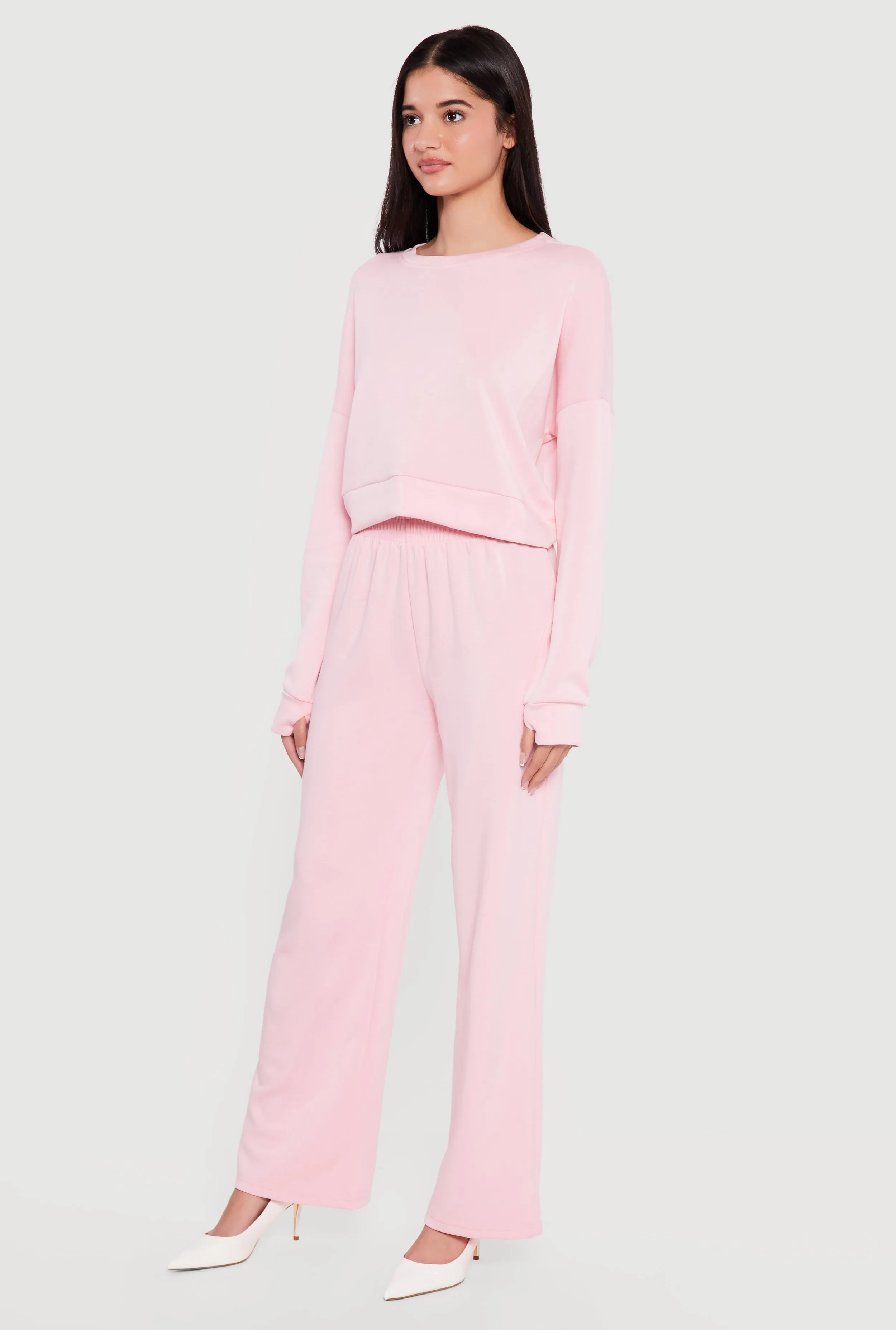 Cropped Pullover Sweatshirt with Thumbholes sold by Rainbow product image thumbnail 3