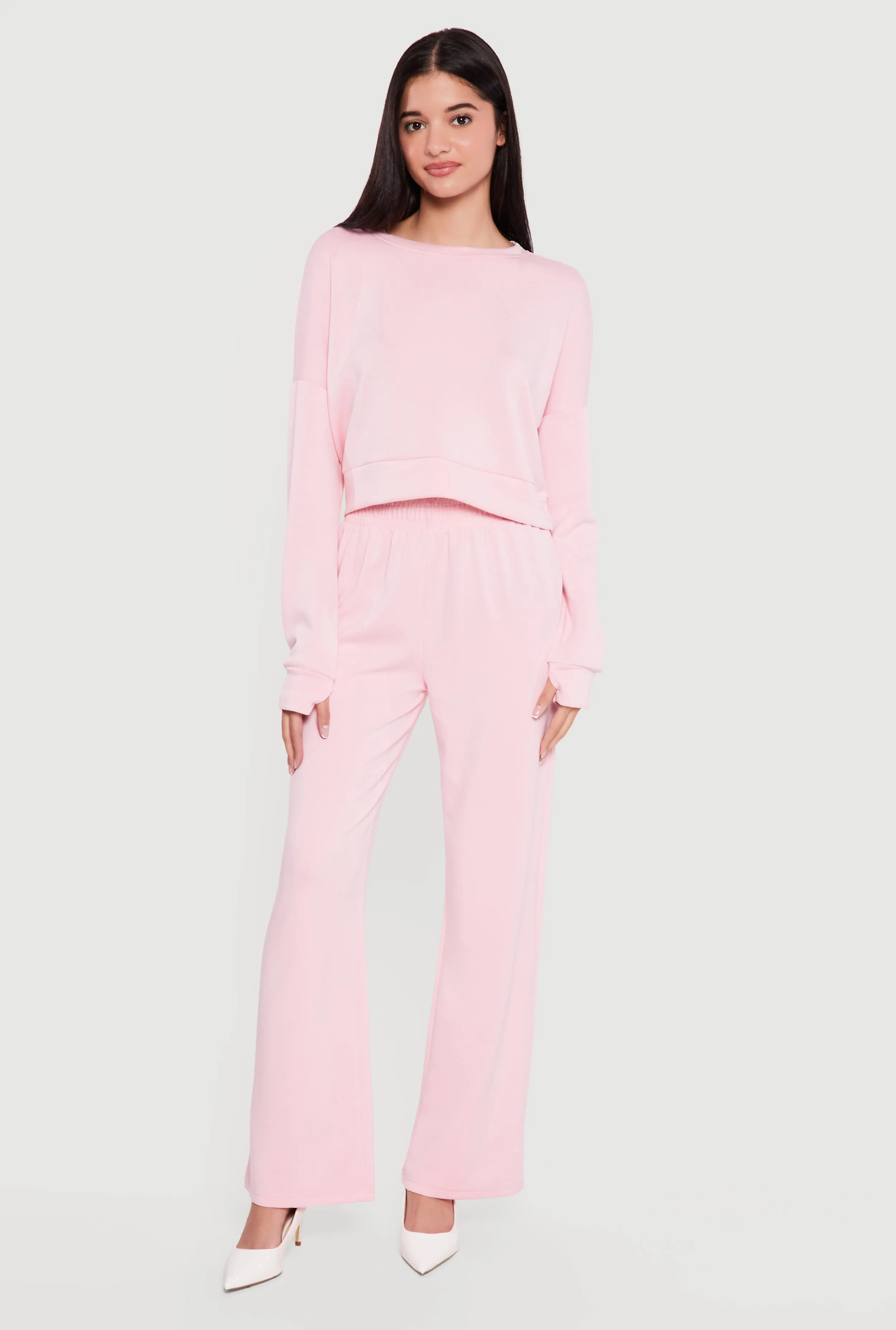 Cropped Pullover Sweatshirt with Thumbholes sold by Rainbow product image thumbnail 2