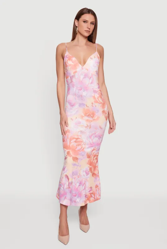 Floral Print Sleeveless Maxi Dress made by Rainbow