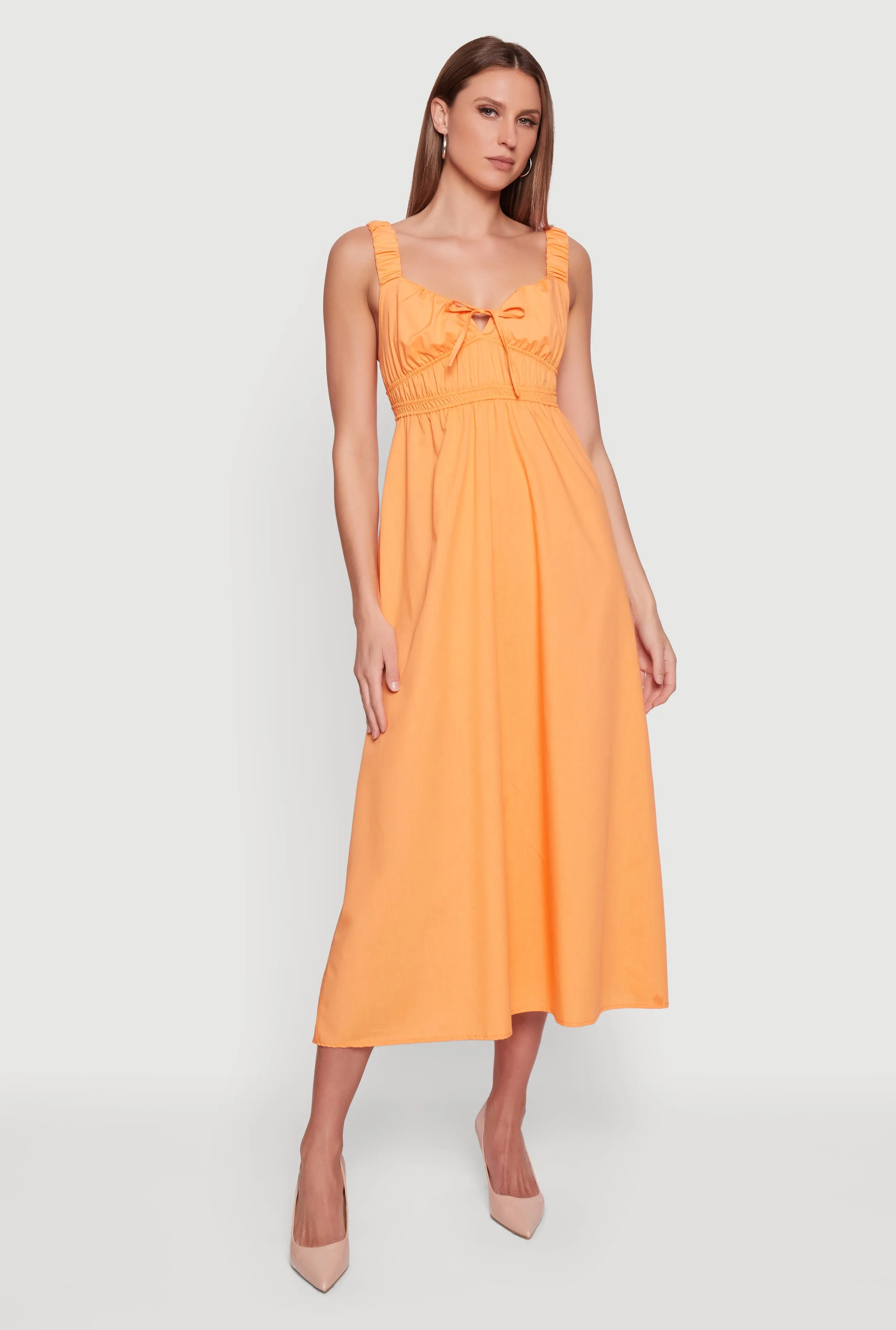 Poplin Tie Front Sleeveless Empire Waist Dress sold by Rainbow product image thumbnail 3
