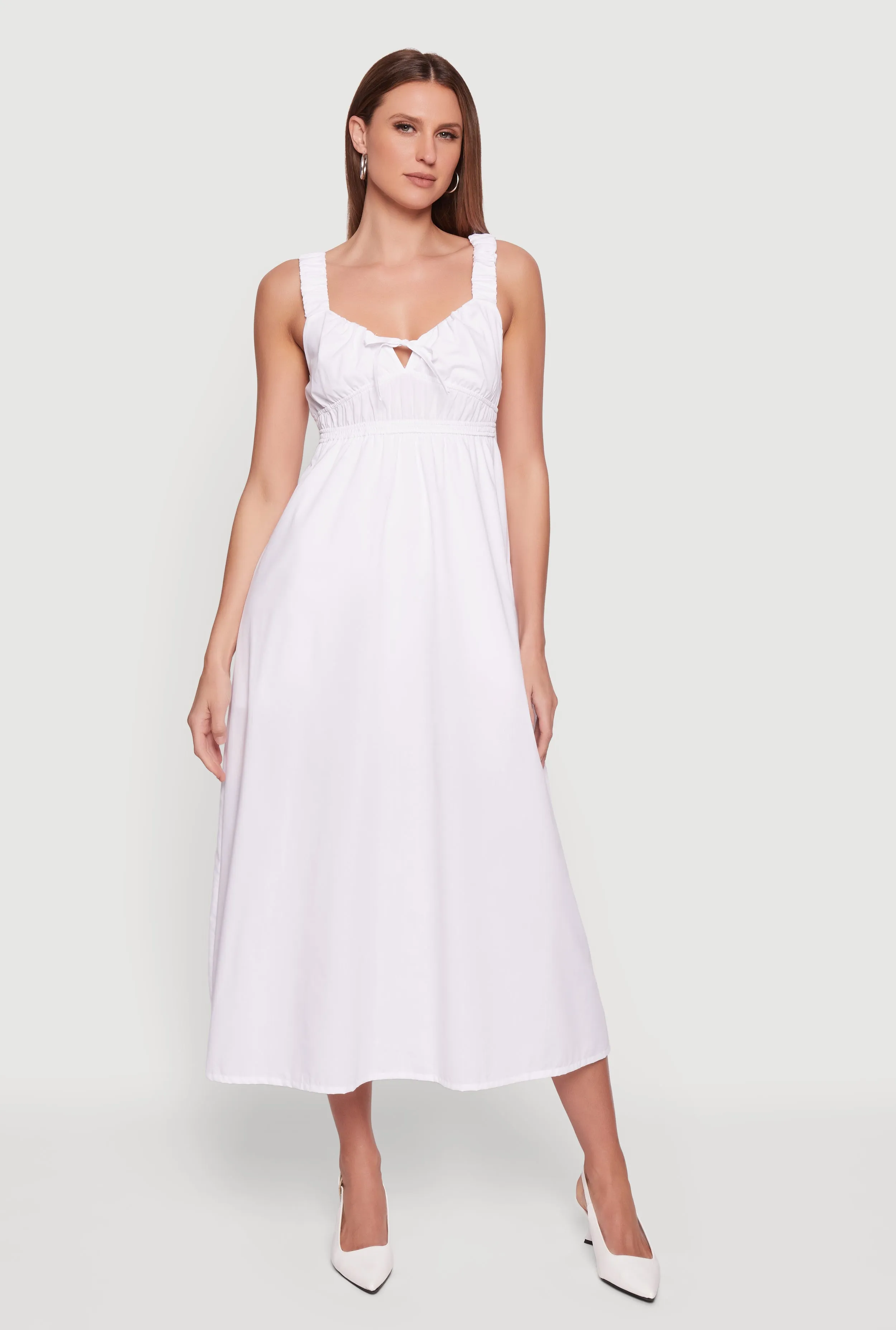 Poplin Tie Front Sleeveless Empire Waist Dress sold by Rainbow product image thumbnail 2