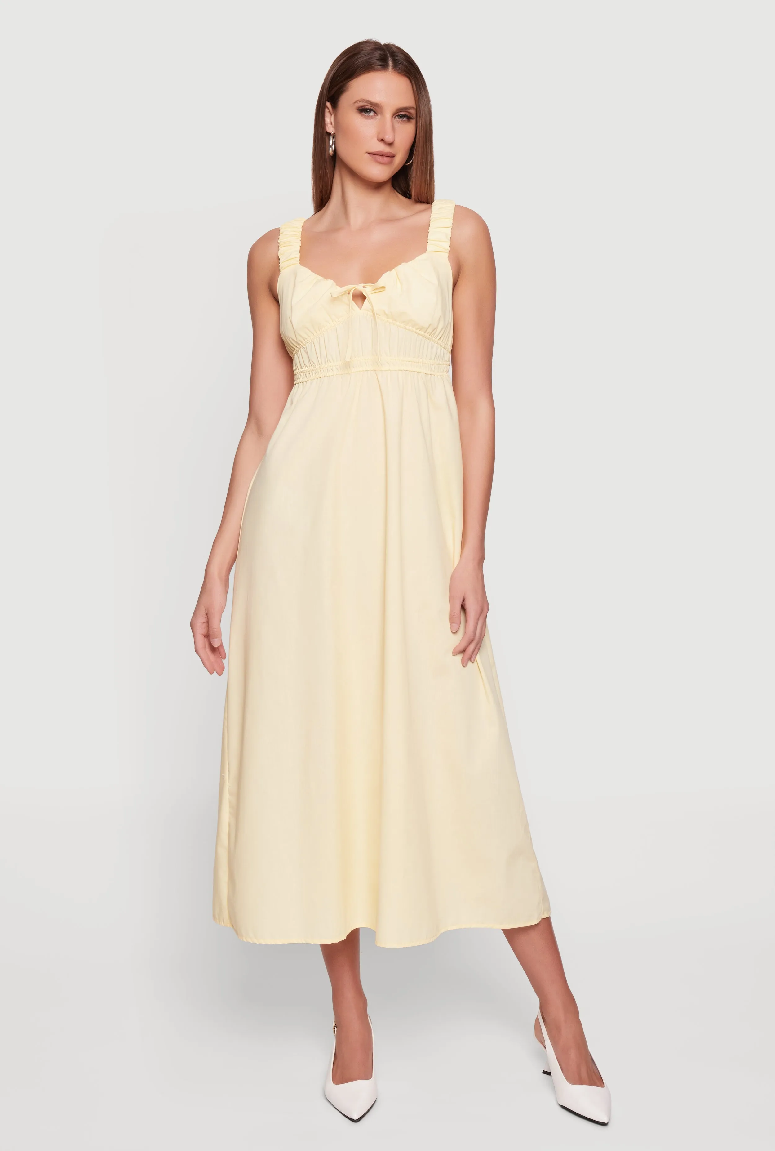 Poplin Tie Front Sleeveless Empire Waist Dress sold by Rainbow product image thumbnail 4