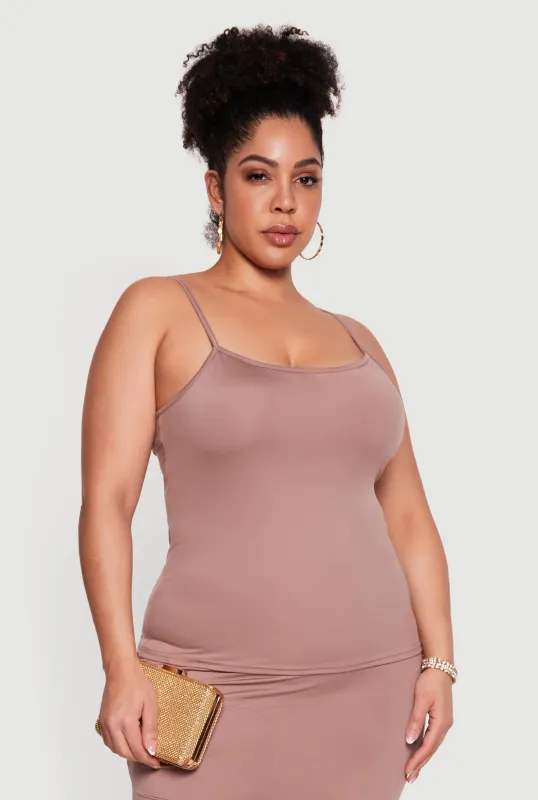 Plus Size Scoop Neck Cami with Shelf Bra sold by Rainbow