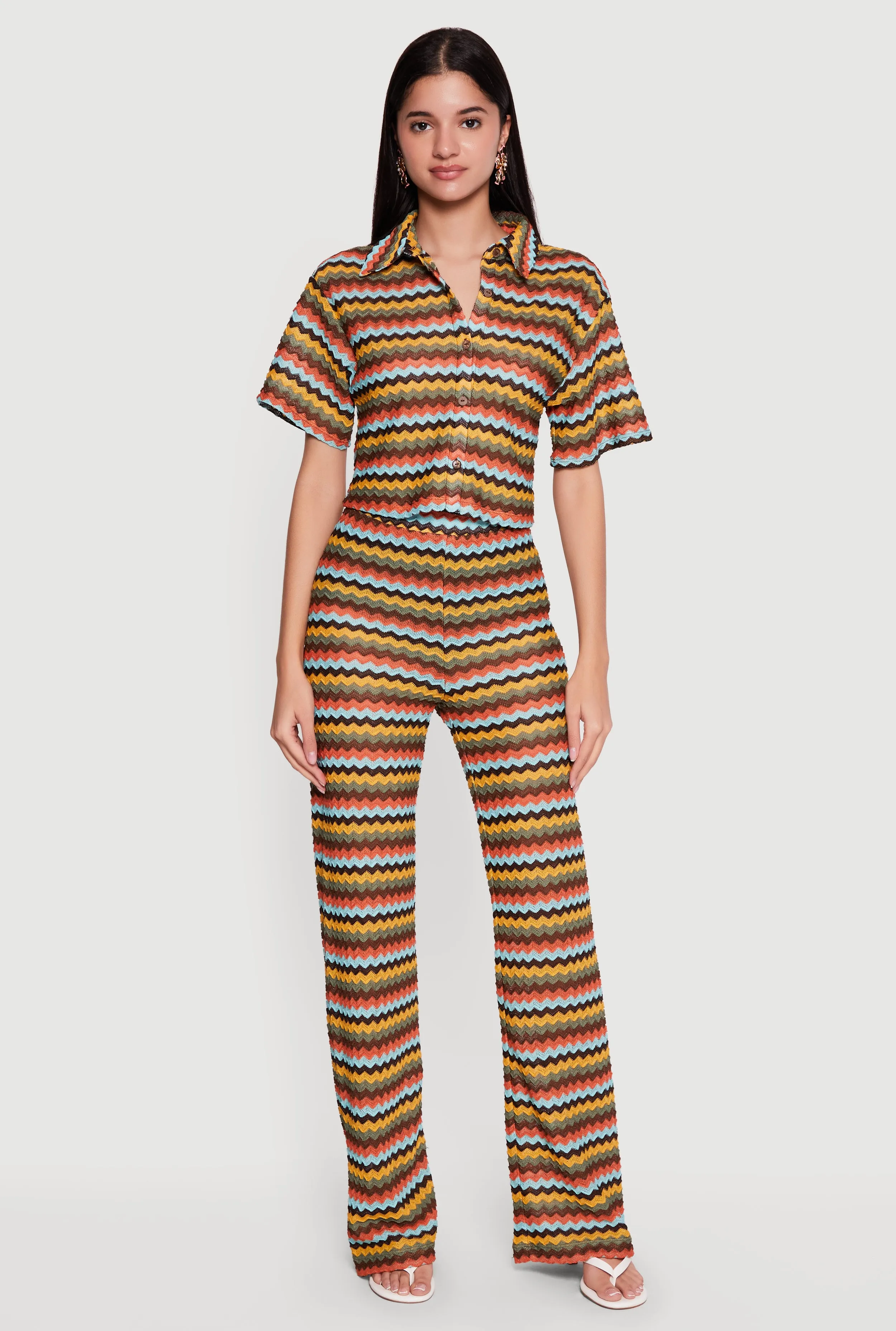 Chevron Striped High Waisted Pull On Pants sold by Rainbow