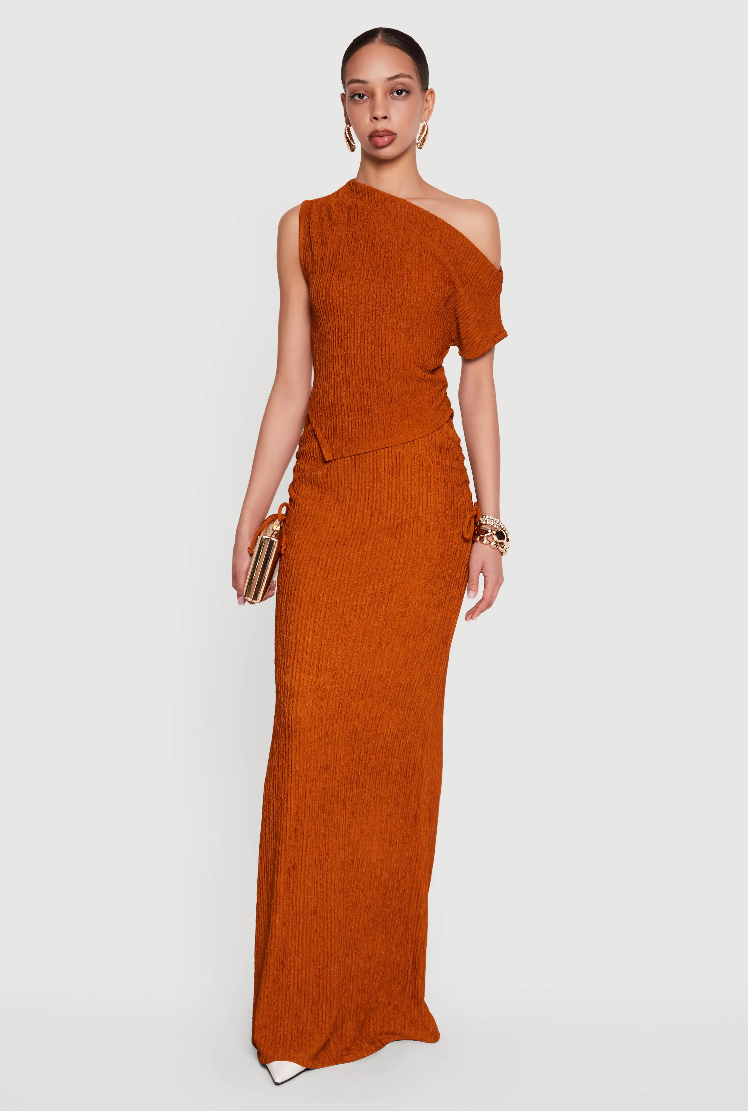 High Waisted Side Ruched Mermaid Maxi Skirt sold by Rainbow product image thumbnail 4