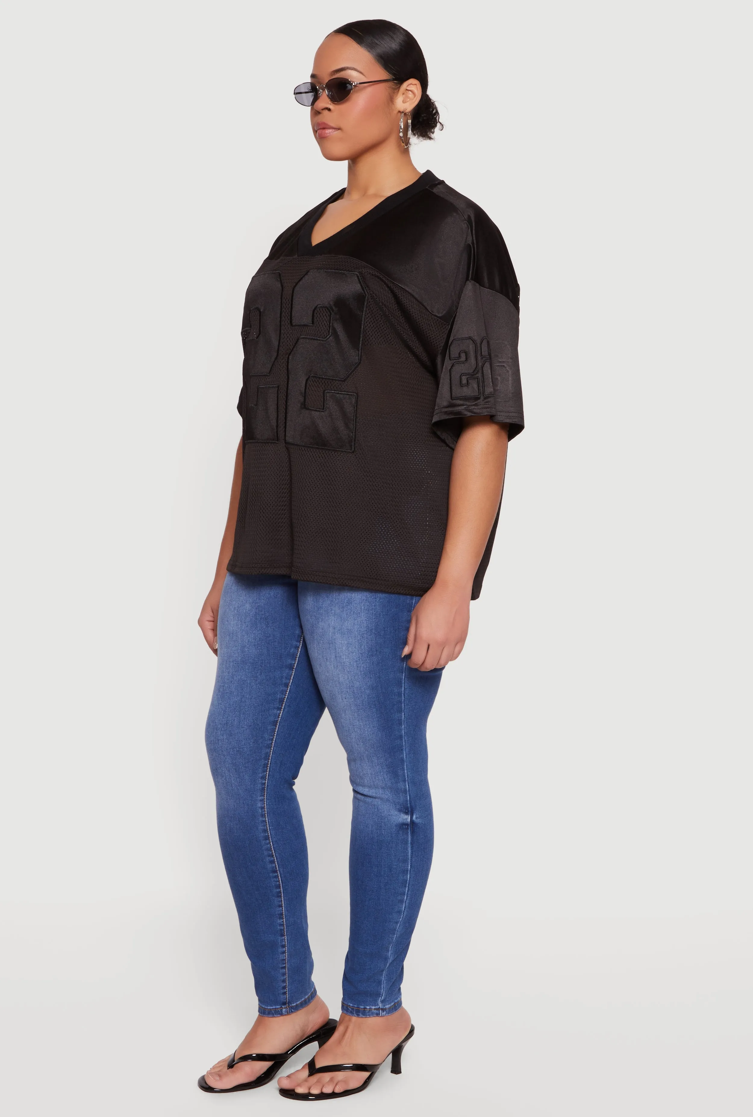Plus Size Satin Detail Graphic Mesh Jersey sold by Rainbow product image thumbnail 3