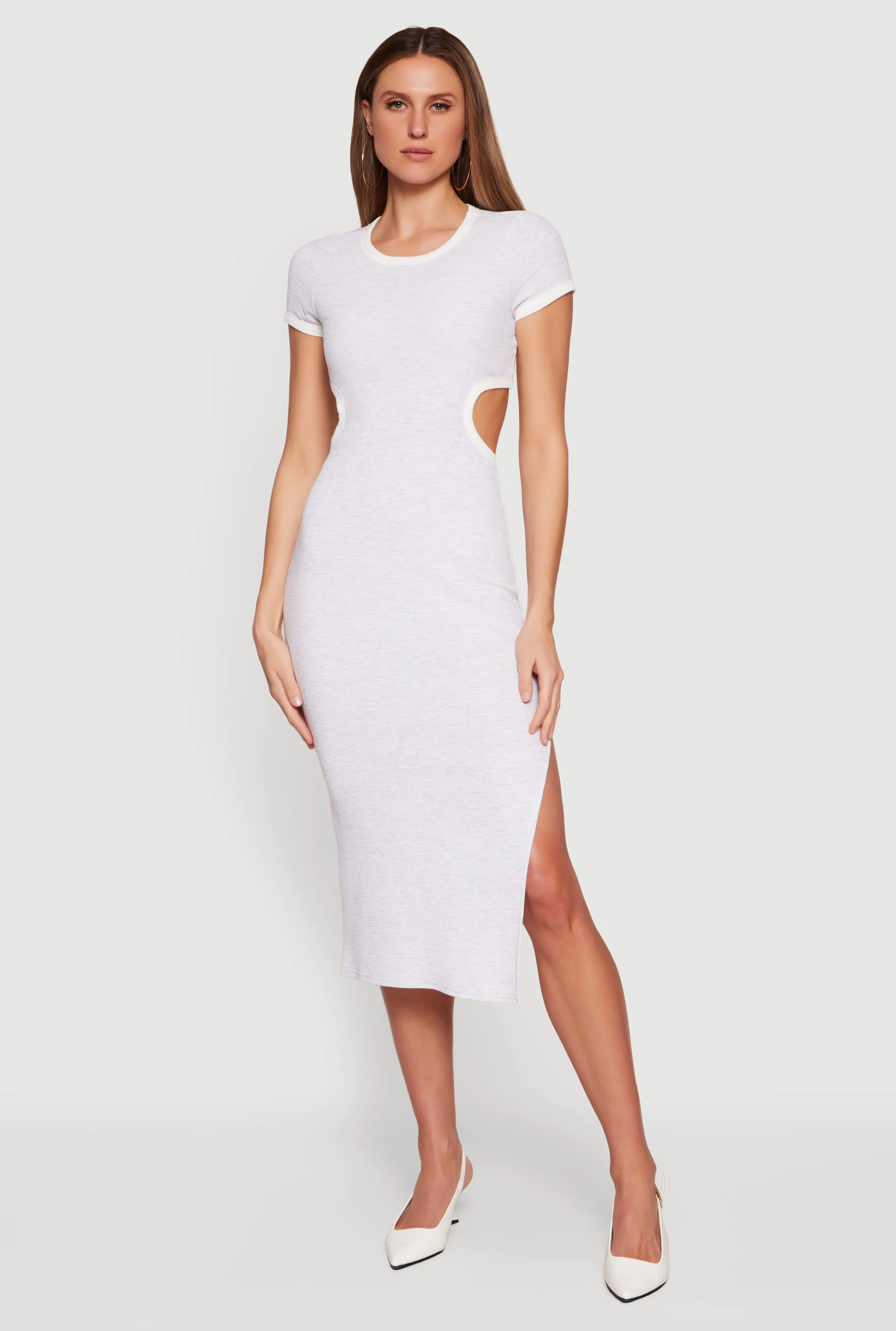 Contrast Trim Cutout Back Short Sleeve Midi Dress sold by Rainbow product image thumbnail 4
