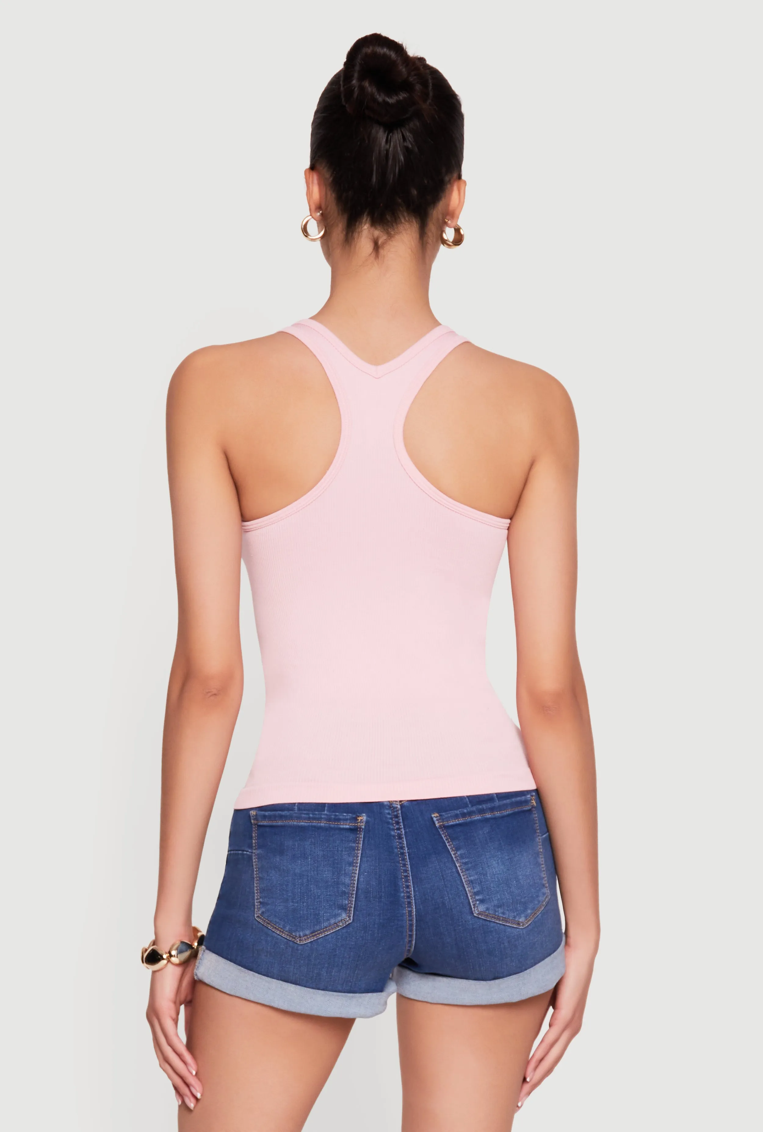Seamless Rib Knit Scoop Neck Racerback Tank Top sold by Rainbow product image thumbnail 5