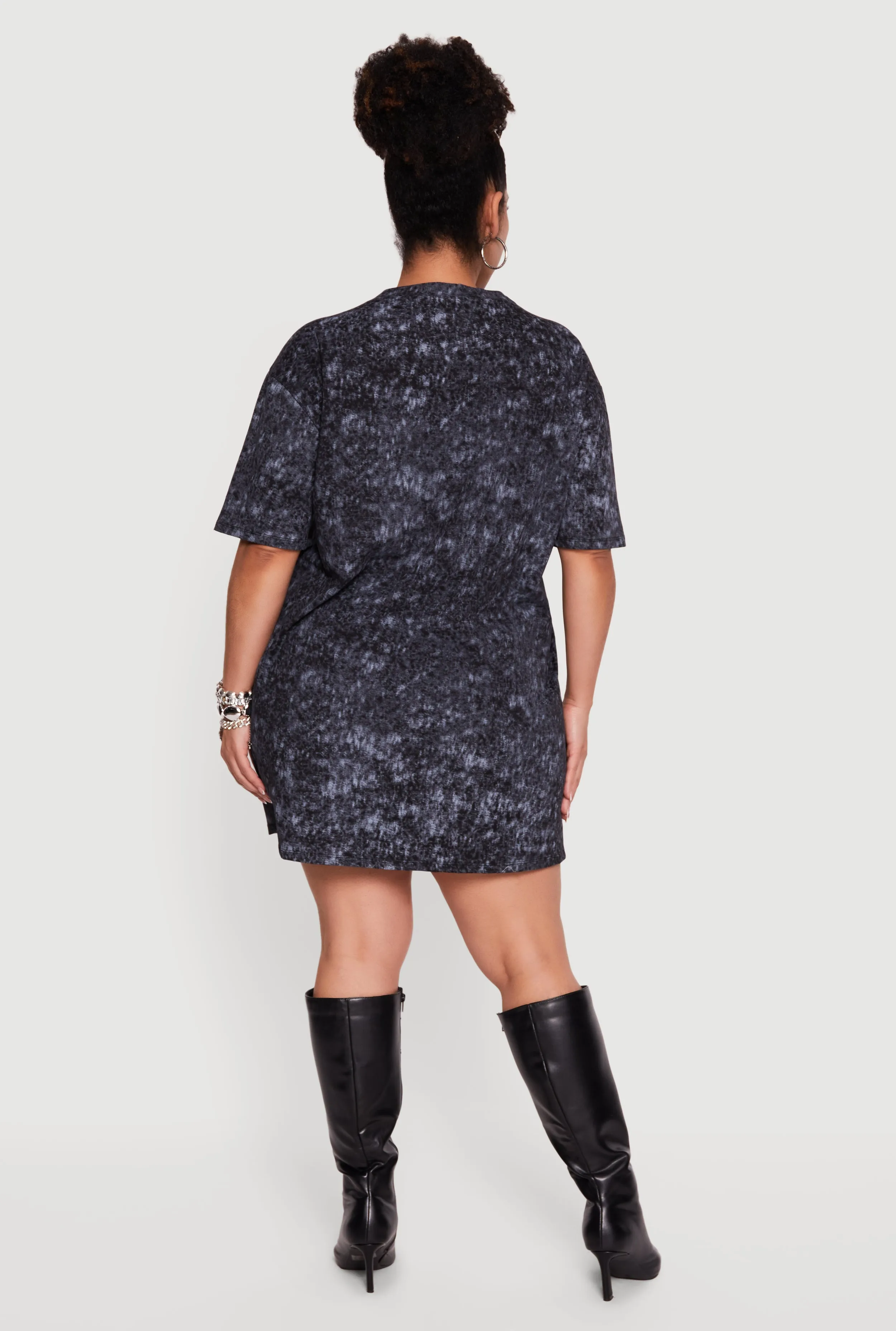 Plus Size Acid Wash Graphic T-Shirt Dress sold by Rainbow product image thumbnail 3