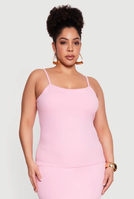 Plus Size Scoop Neck Cami with Shelf Bra sold by Rainbow