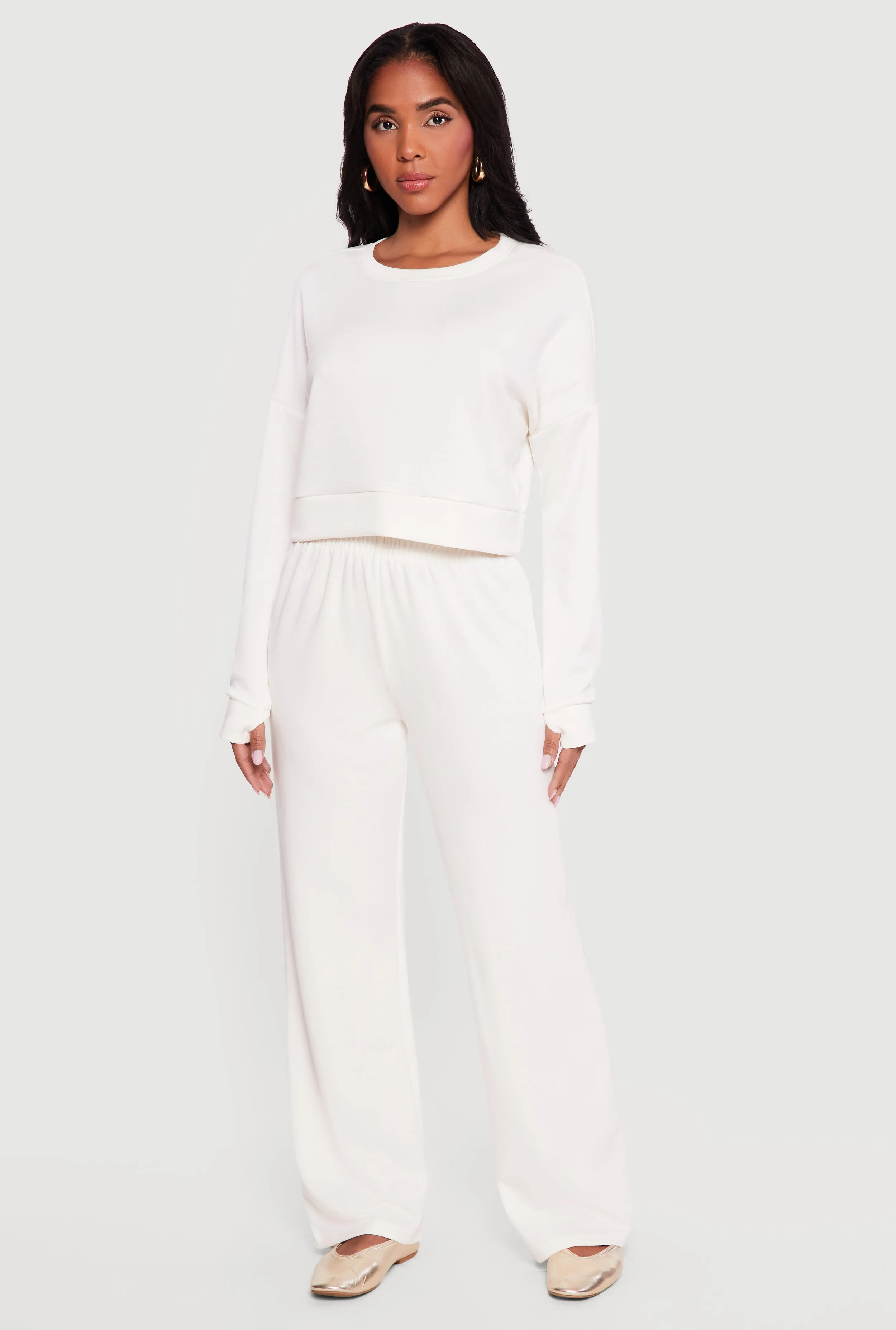 Cropped Pullover Sweatshirt with Thumbholes sold by Rainbow product image thumbnail 2