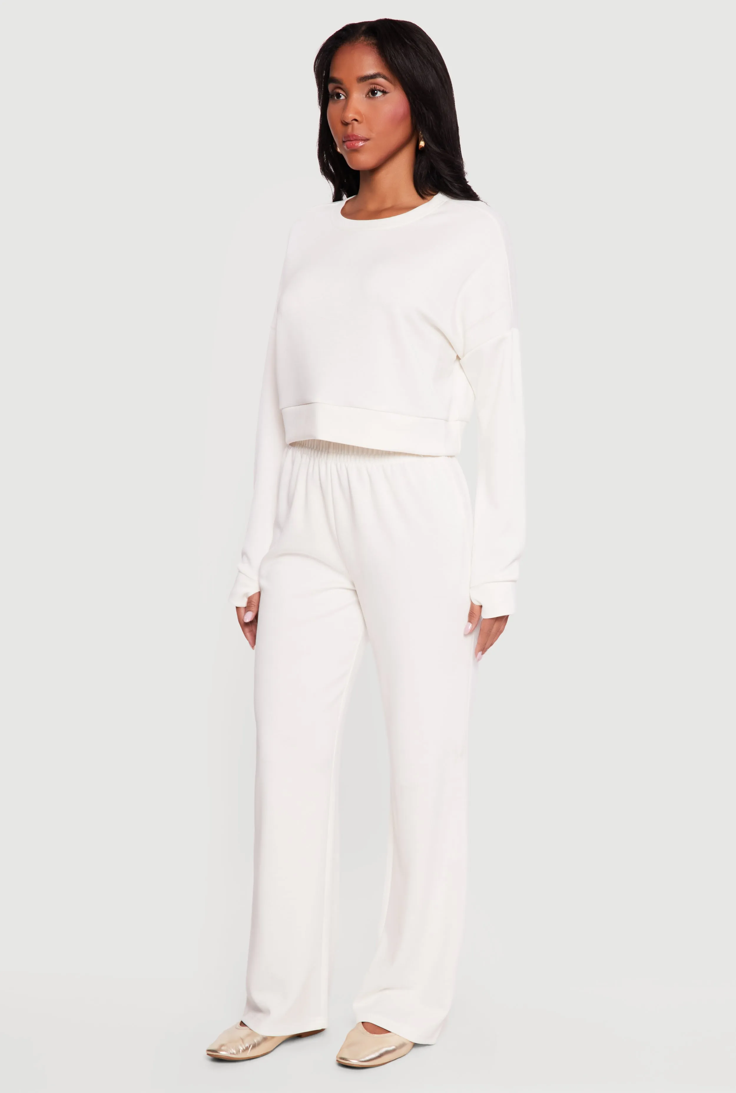 Cropped Pullover Sweatshirt with Thumbholes sold by Rainbow product image thumbnail 3