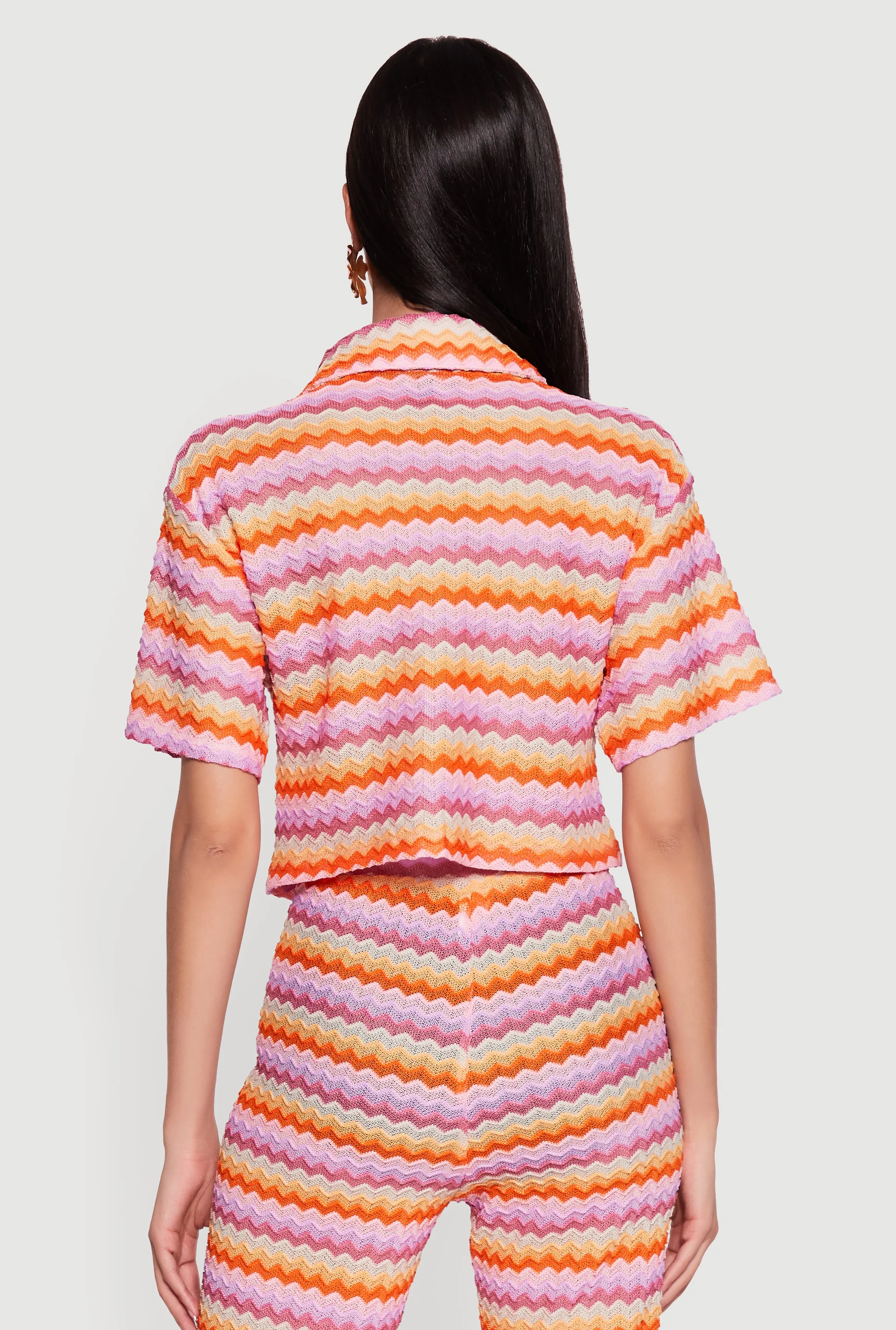 Chevron Striped Button Front Short Sleeve Shirt sold by Rainbow product image thumbnail 5