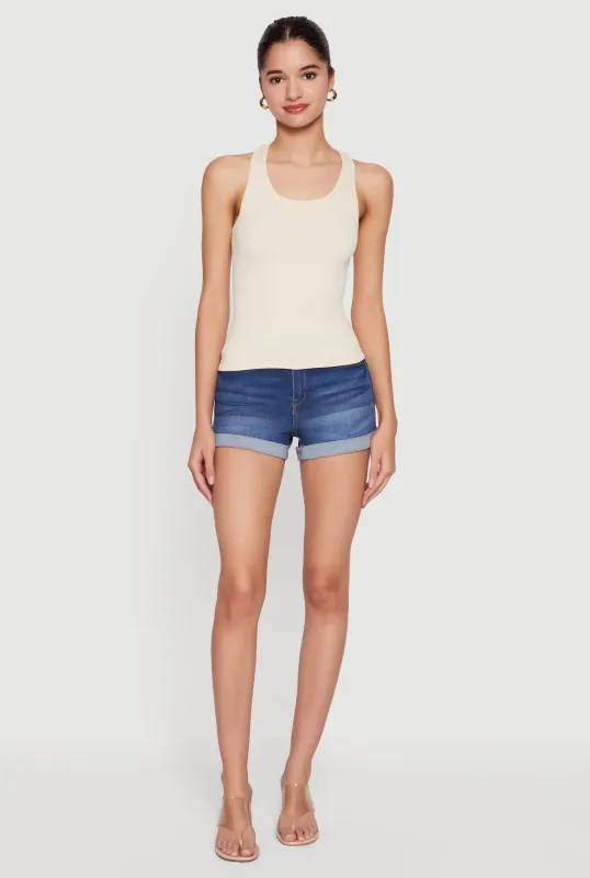 Seamless Rib Knit Scoop Neck Racerback Tank Top made by Rainbow