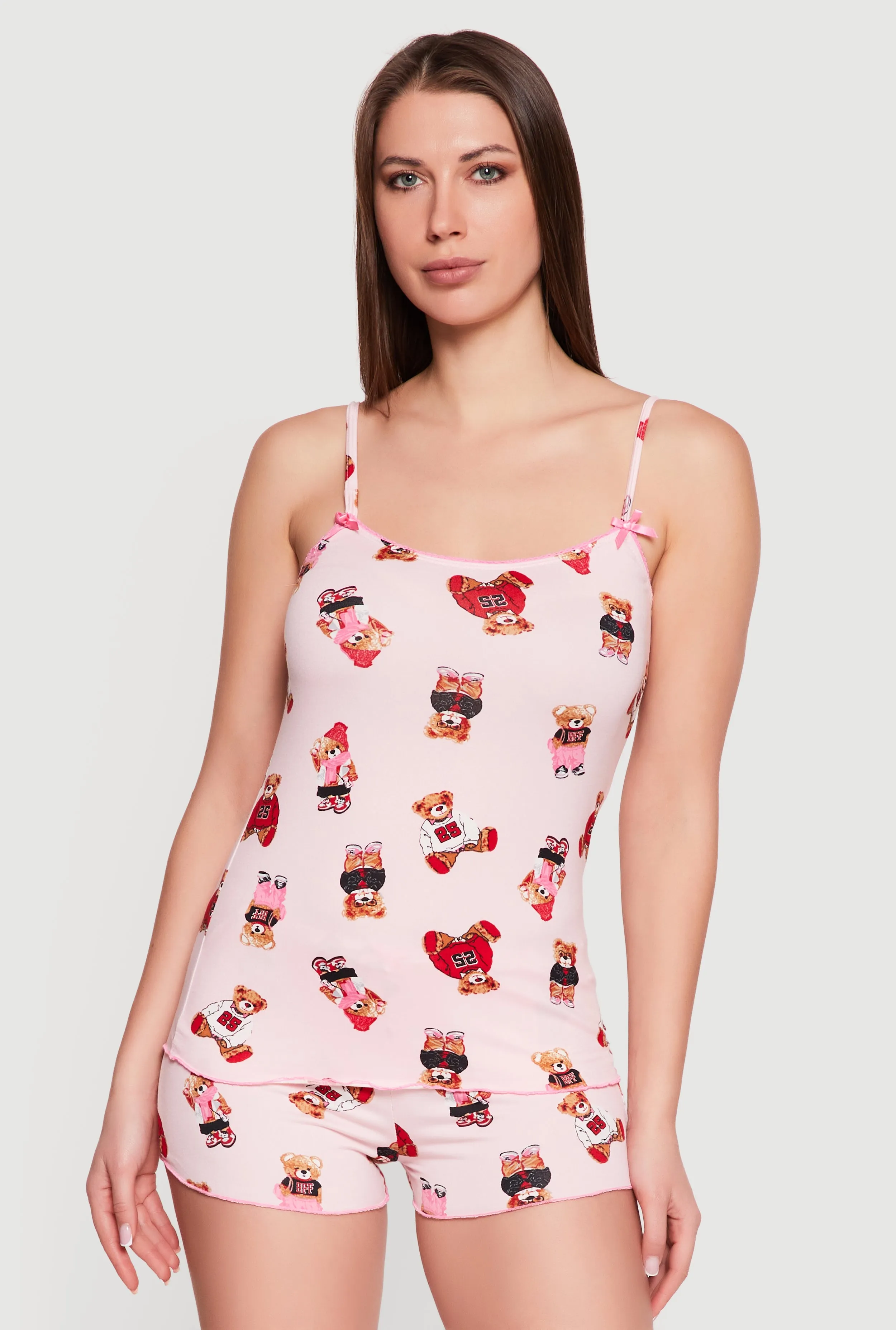 Teddy Bear Print Soft Knit Pajama Cami and Shorts Set sold by Rainbow product image thumbnail 2