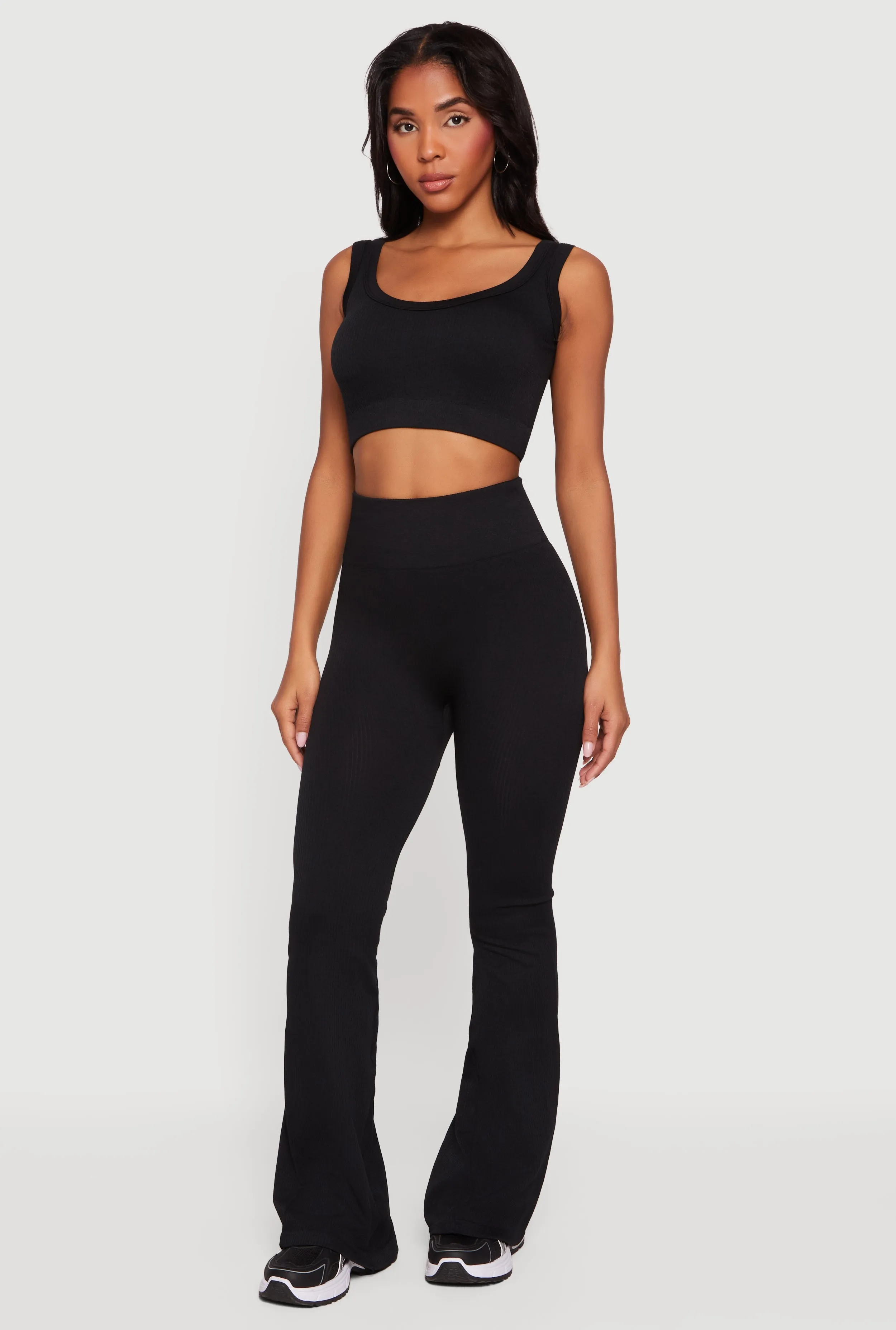 Ribbed High Waisted Flare Leg Active Pants sold by Rainbow