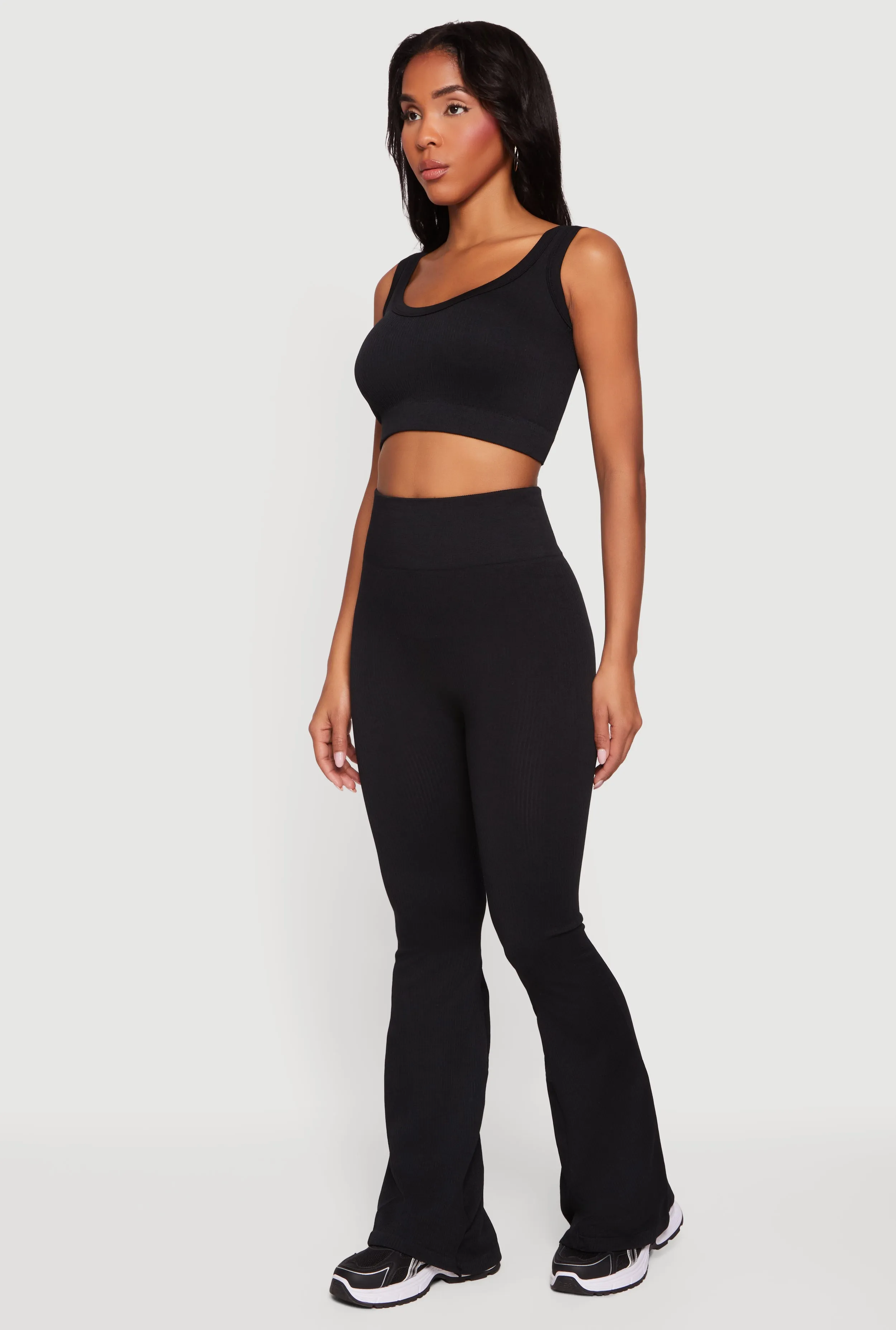 Ribbed High Waisted Flare Leg Active Pants sold by Rainbow product image thumbnail 2