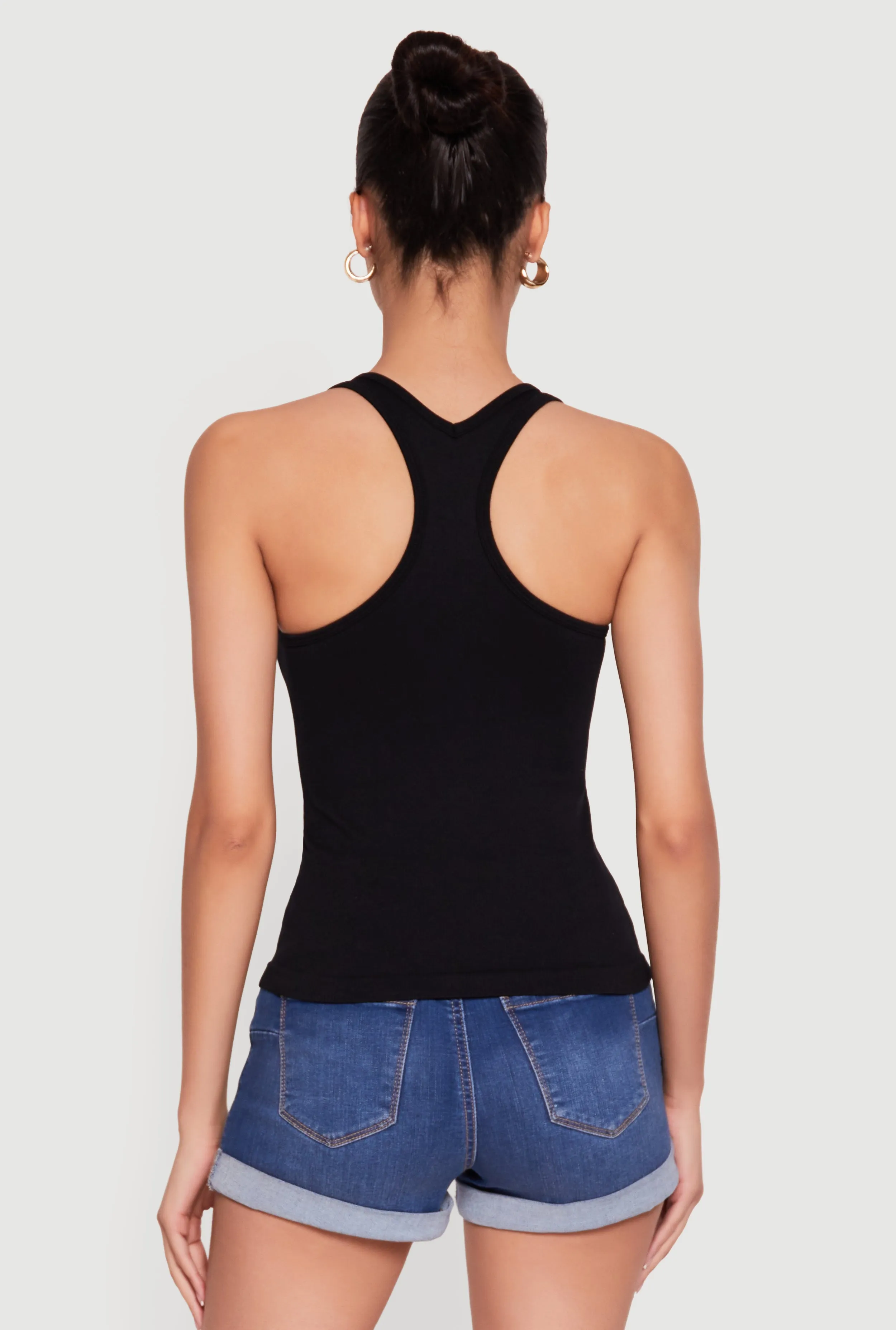 Seamless Rib Knit Scoop Neck Racerback Tank Top sold by Rainbow product image thumbnail 5
