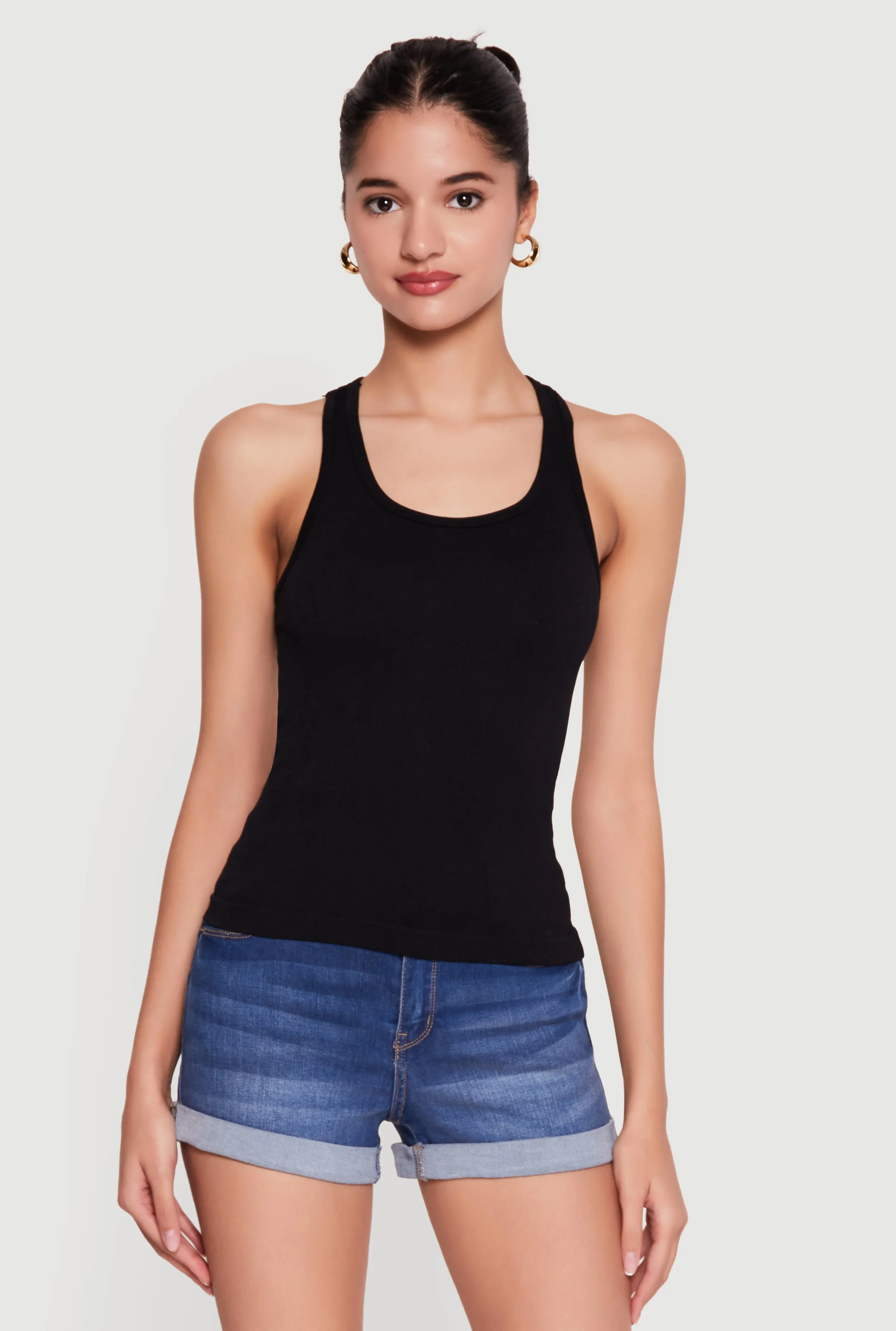 Seamless Rib Knit Scoop Neck Racerback Tank Top sold by Rainbow product image thumbnail 2