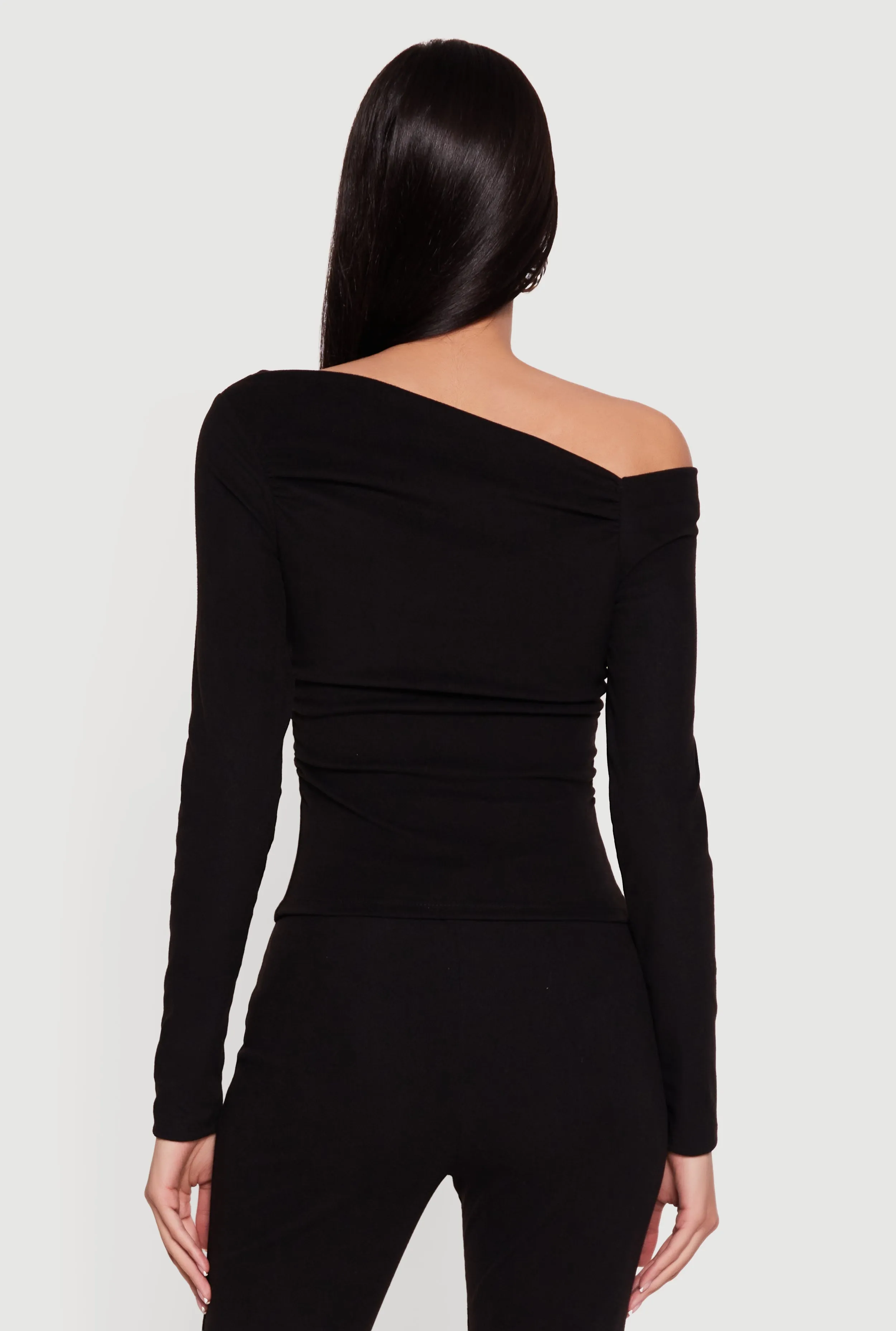 Brushed Rib Knit Long Sleeve One Shoulder Top sold by Rainbow product image thumbnail 5