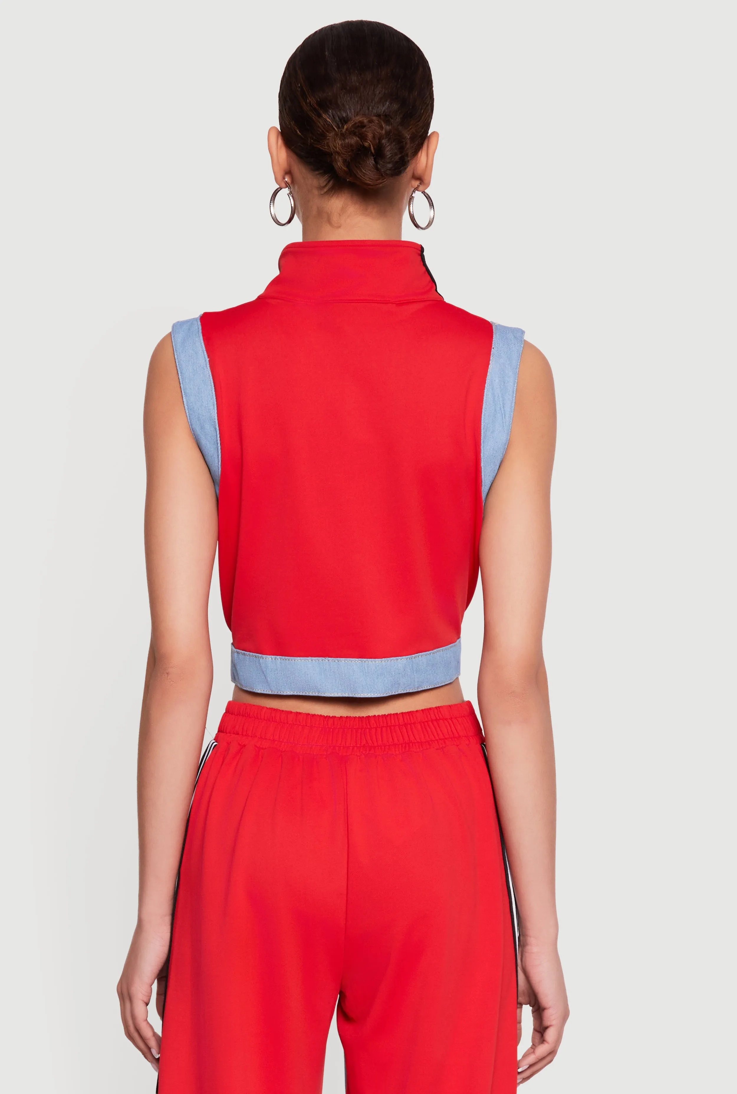 Zip Front Denim Trim Mock Neck Vest sold by Rainbow product image thumbnail 5