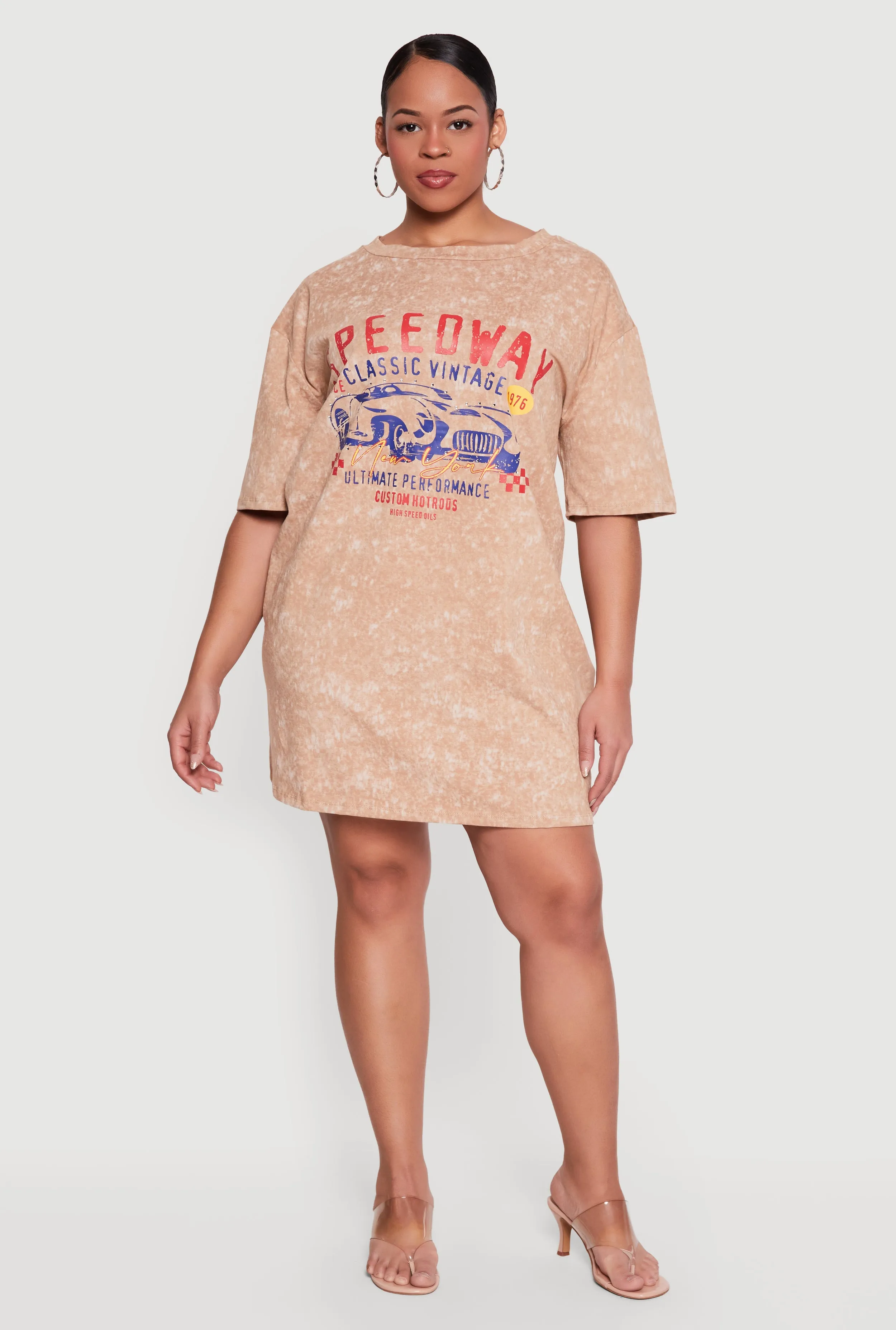 Plus Size Acid Wash Graphic T-Shirt Dress sold by Rainbow