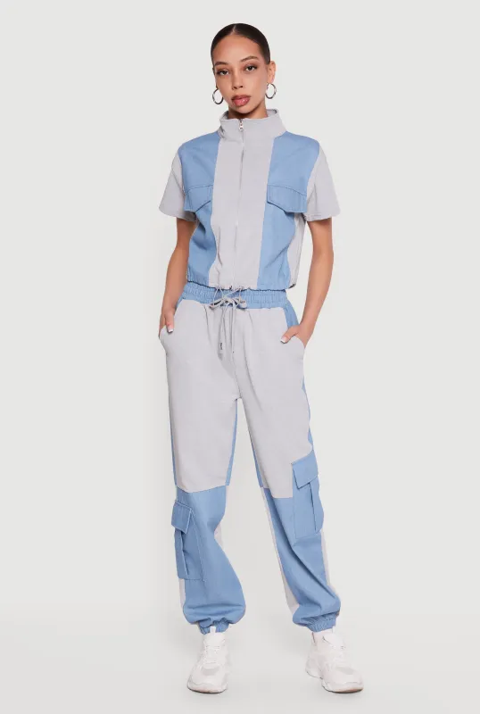 Denim Detail Cargo Joggers made by Rainbow