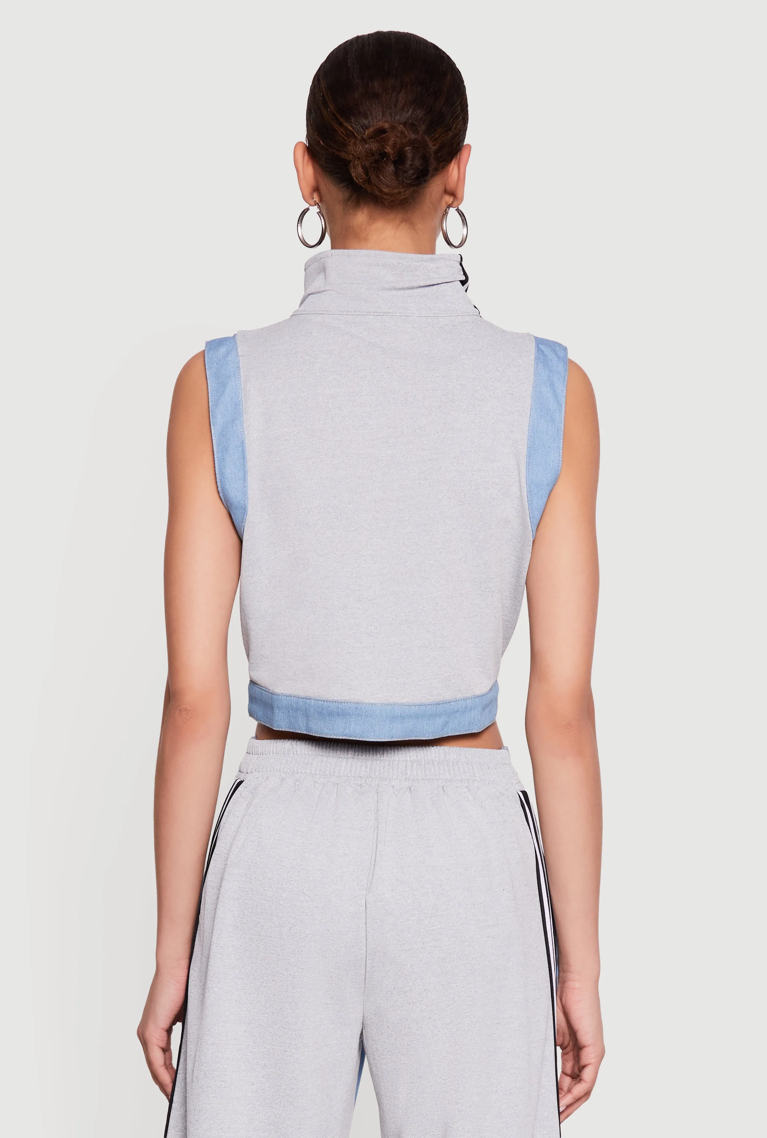 Zip Front Denim Trim Mock Neck Vest sold by Rainbow product image thumbnail 5