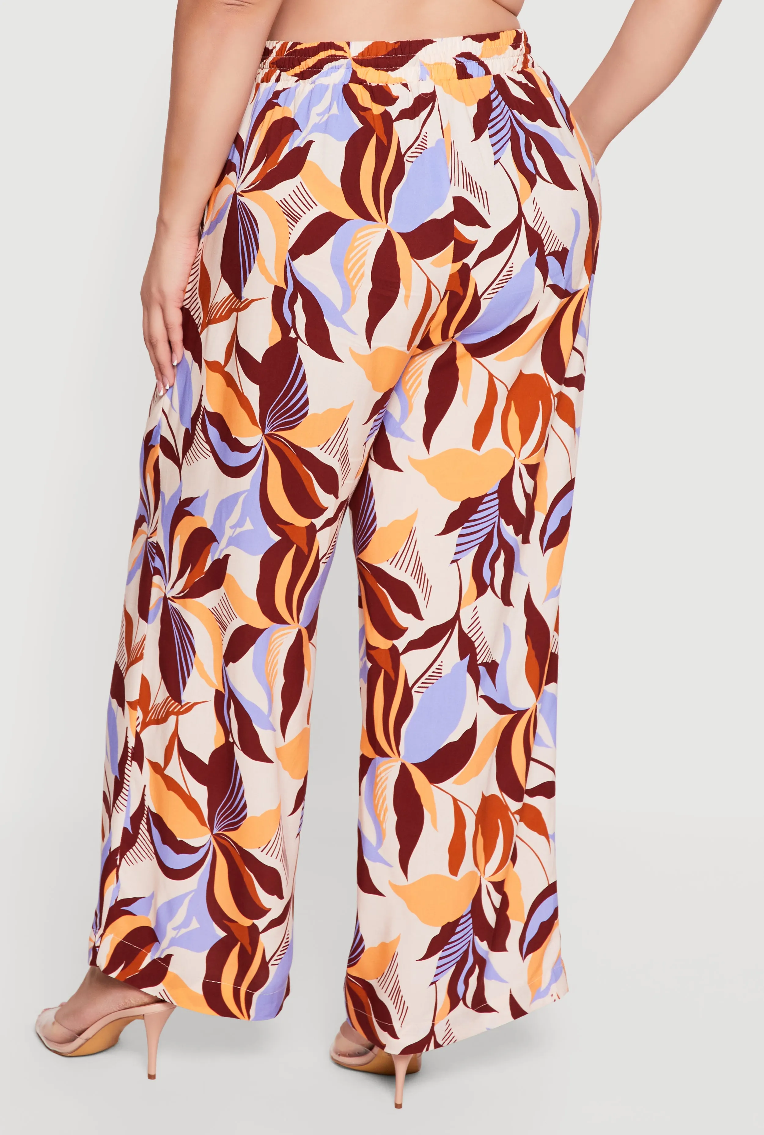 Plus Size Abstract Floral Drawstring Waist Wide Leg Pants sold by Rainbow product image thumbnail 5