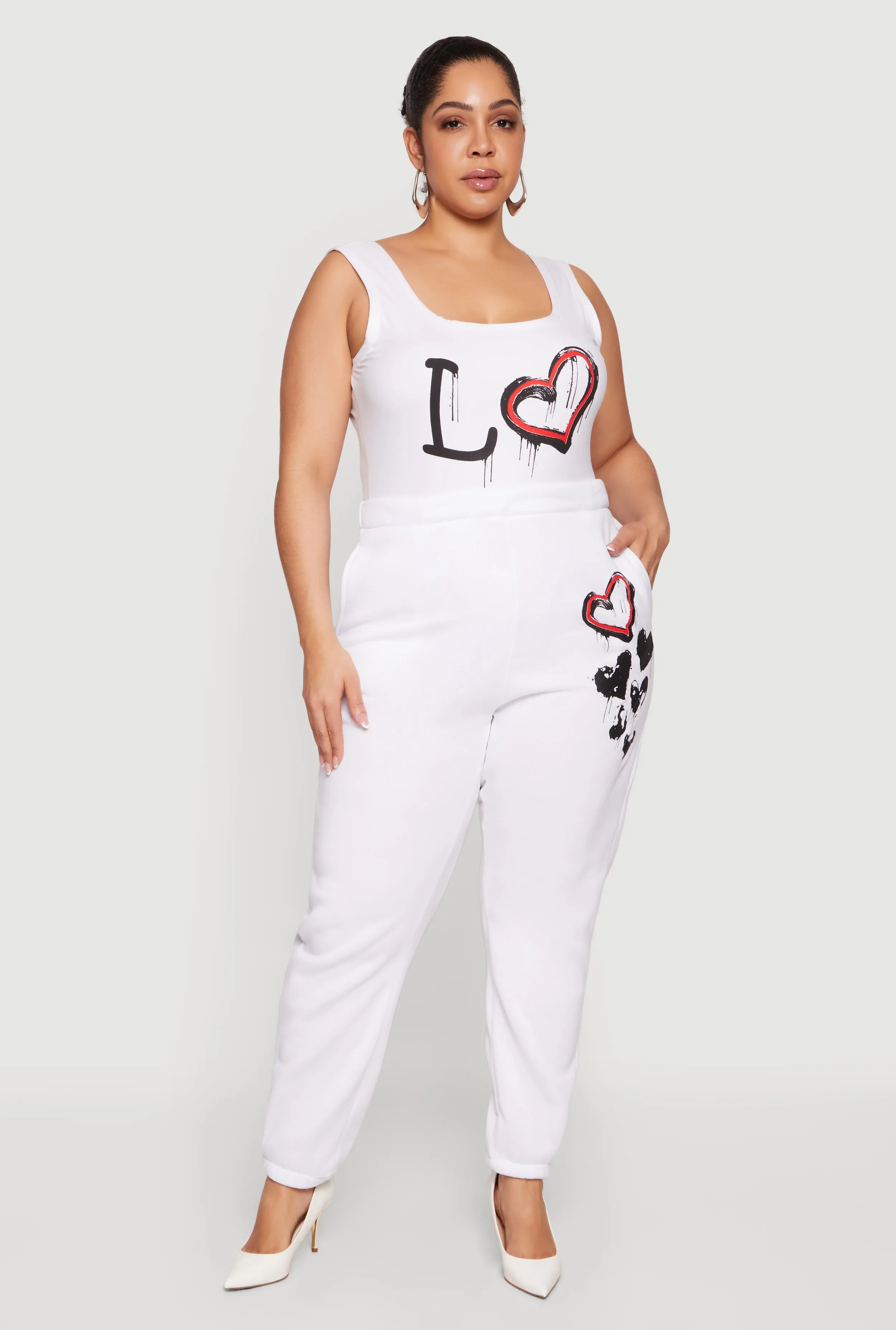 Plus Size Heart Graphic Print Fleece Pants sold by Rainbow product image thumbnail 2