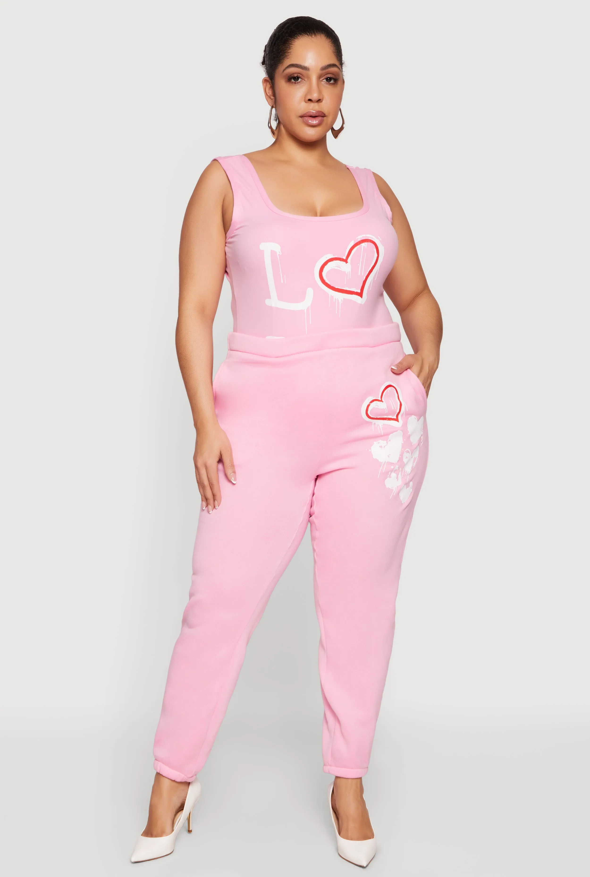Plus Size Heart Graphic Print Fleece Pants sold by Rainbow product image thumbnail 3