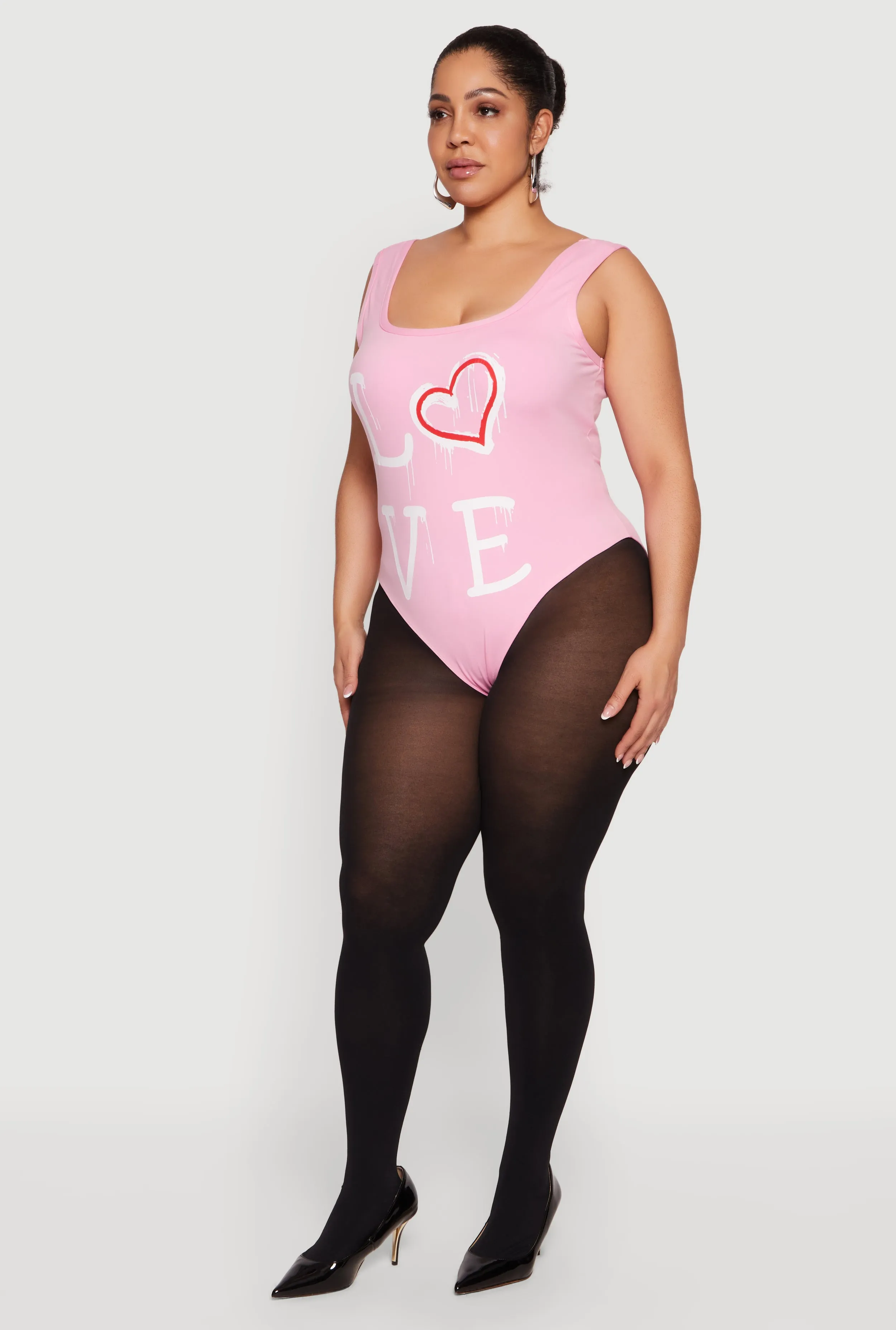 Plus Size Love Graphic Sleeveless Bodysuit sold by Rainbow product image thumbnail 3