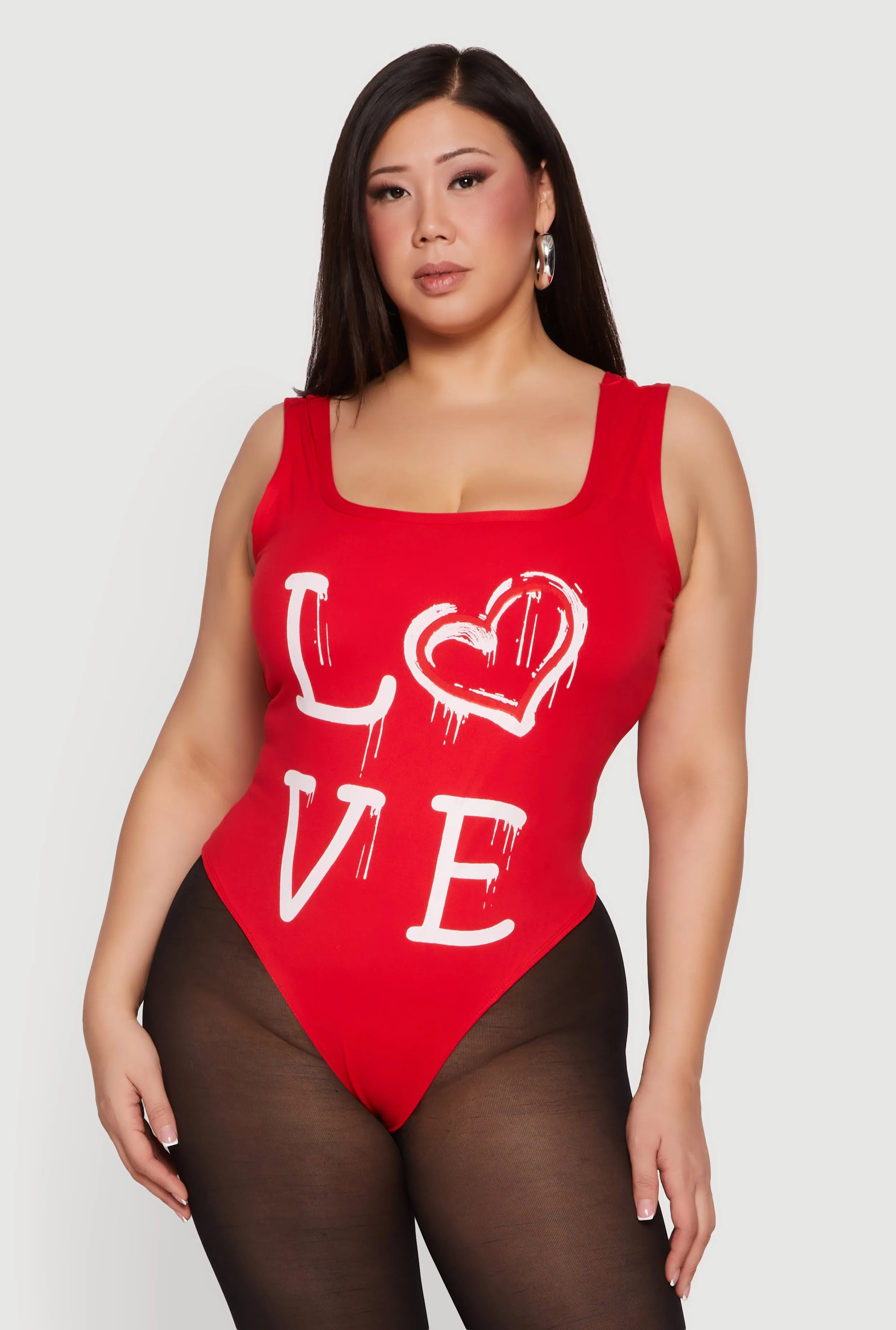 Plus Size Love Graphic Sleeveless Bodysuit sold by Rainbow