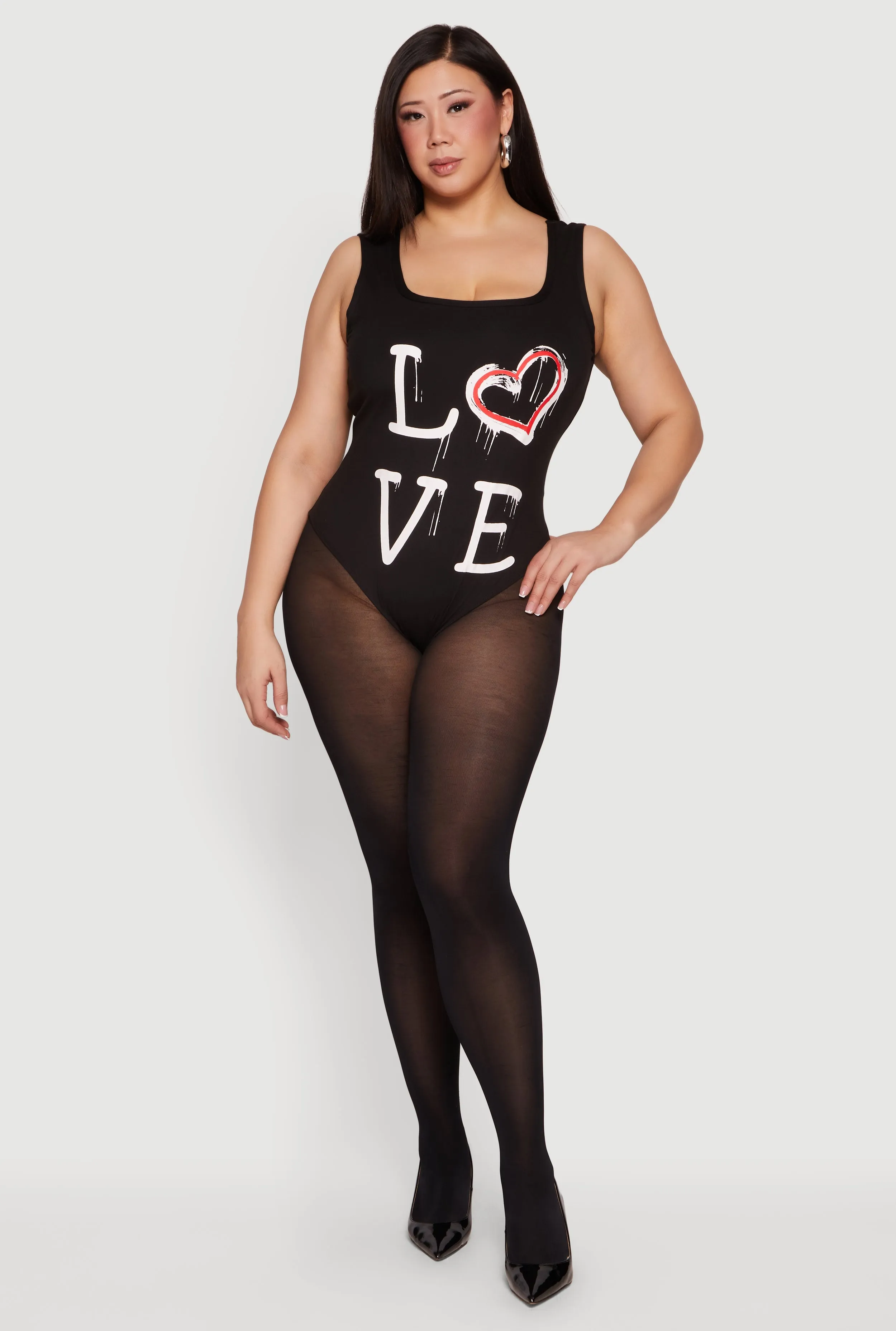Plus Size Love Graphic Sleeveless Bodysuit sold by Rainbow product image thumbnail 2