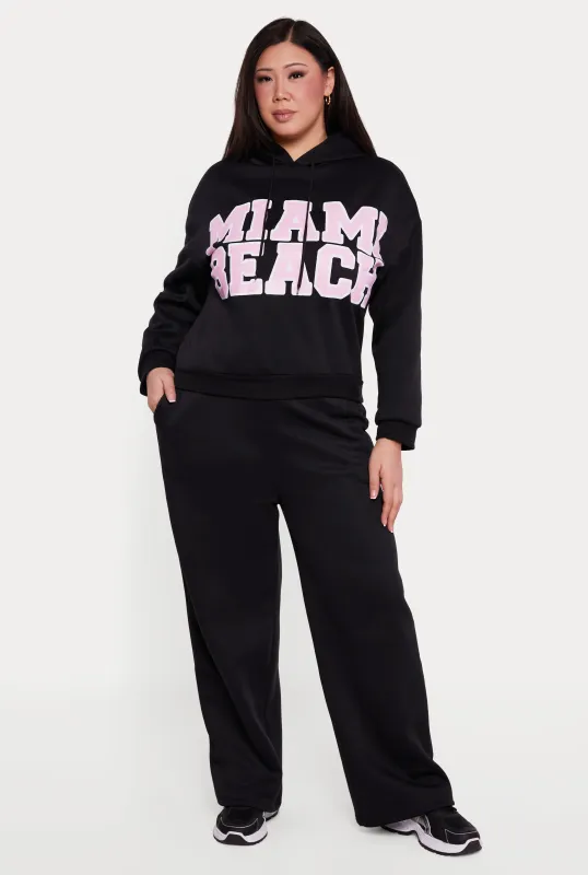 Plus Size High Waisted Wide Pull On Sweatpants made by Rainbow