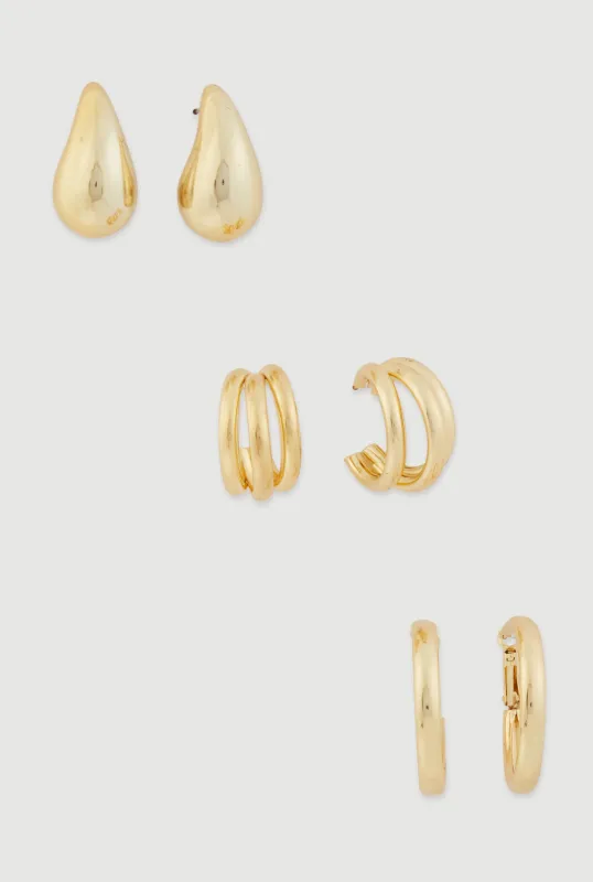 Assorted Metallic Earring Trio sold by Rainbow