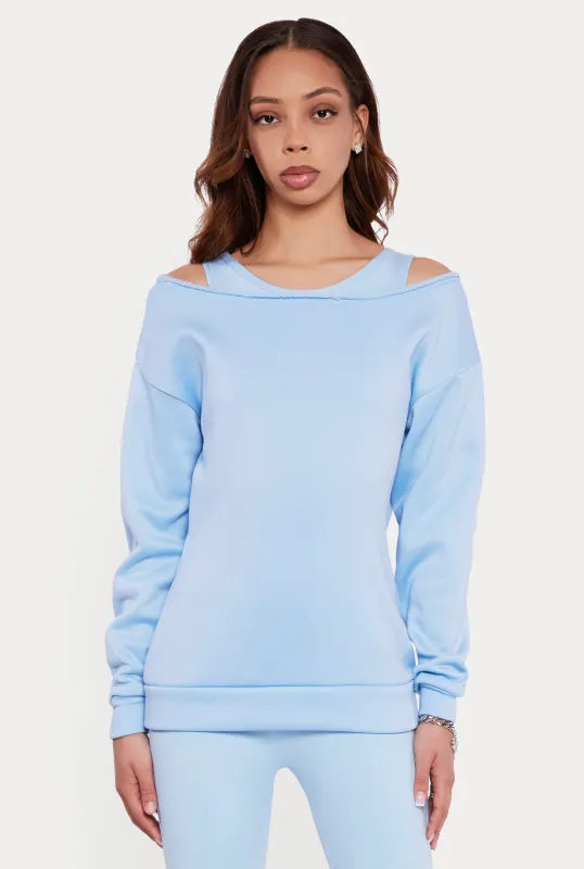 Solid Long Sleeve Boat Neck Pullover made by Rainbow